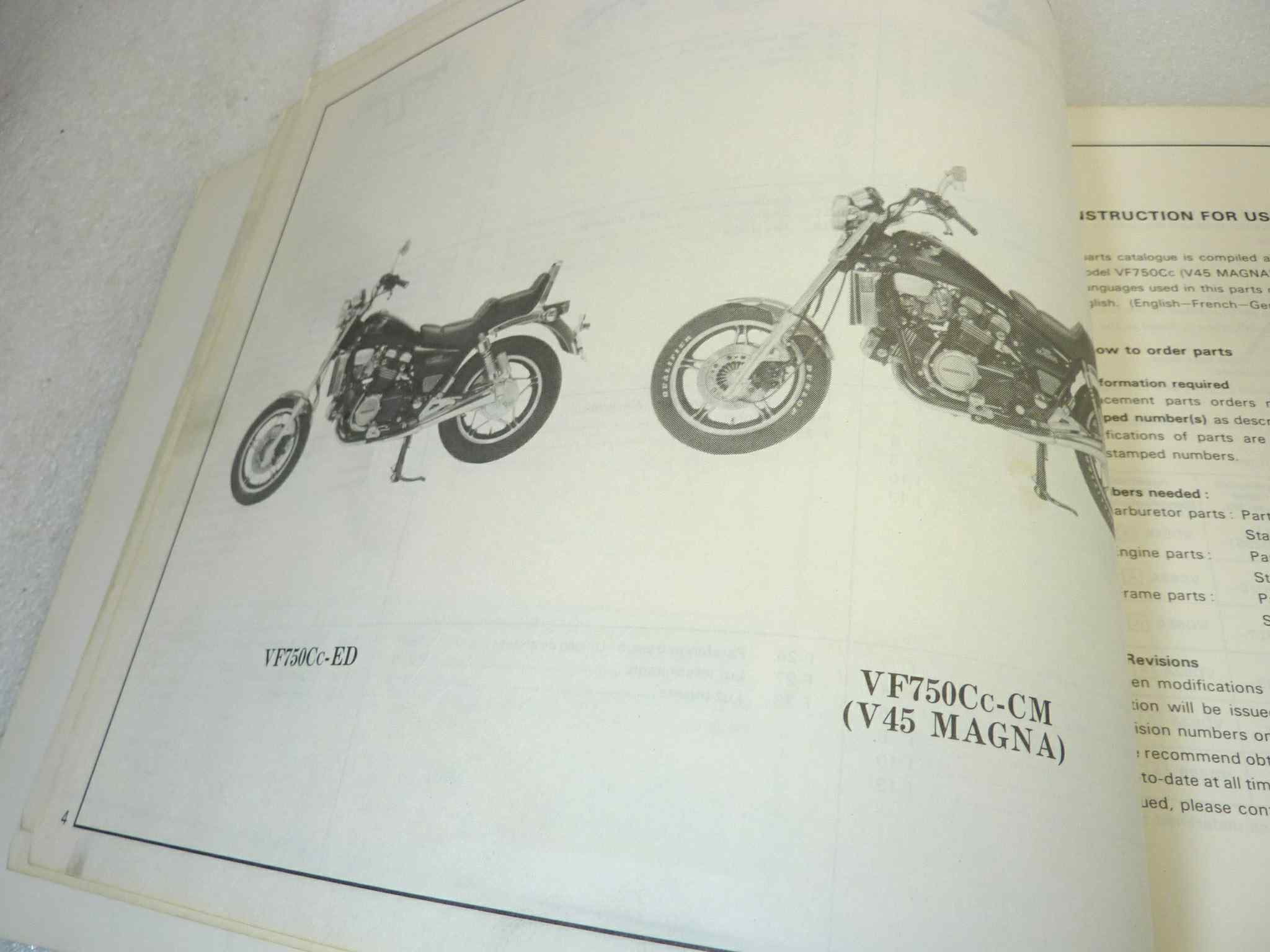 Catalogo parti ricambio Honda VF750 V45 Magna ricambi ORIGINALE eng fra ger esp Parts Catalog dim 21,5 x 28 cm - immagine 6
