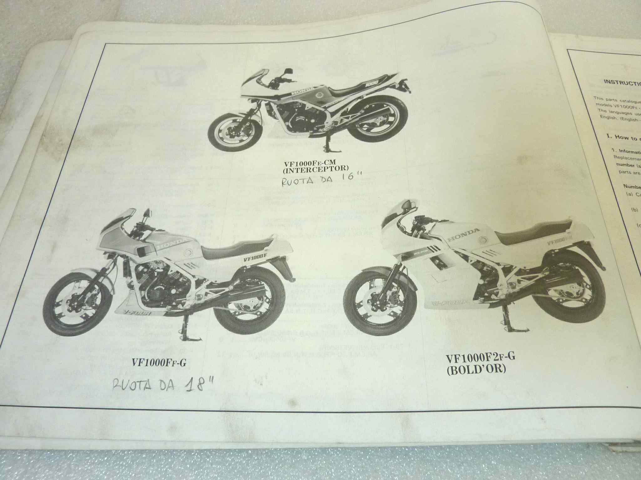 Catalogo parti ricambio Honda VF1000F Interceptor Bol D'Or ricambi ORIGINALE eng fra ger Parts Catalog dim 21,5 x 28 cm - immagine 8