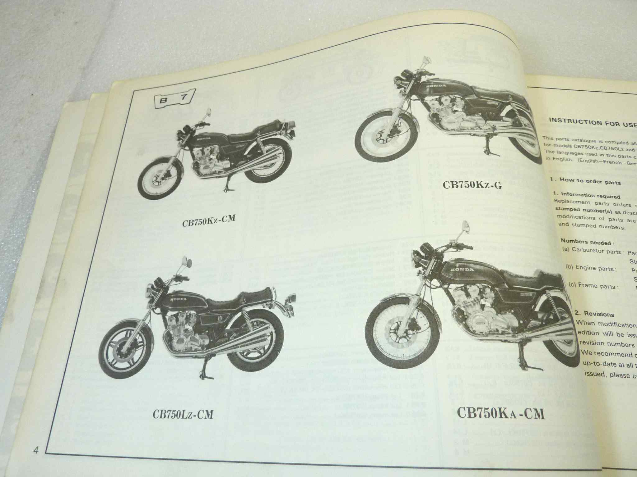 Catalogo parti ricambio Honda CB750KZ LZ KA ricambi ORIGINALE eng fra ger esp Parts Catalog dim 21,5 x 28 cm - immagine 6
