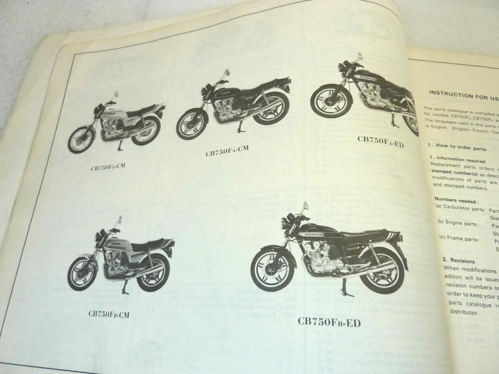 Catalogo parti ricambio Honda CB750F Z A B ricambi ORIGINALE eng fra ger esp Parts Catalog dim 21,5 x 28 cm - immagine 6