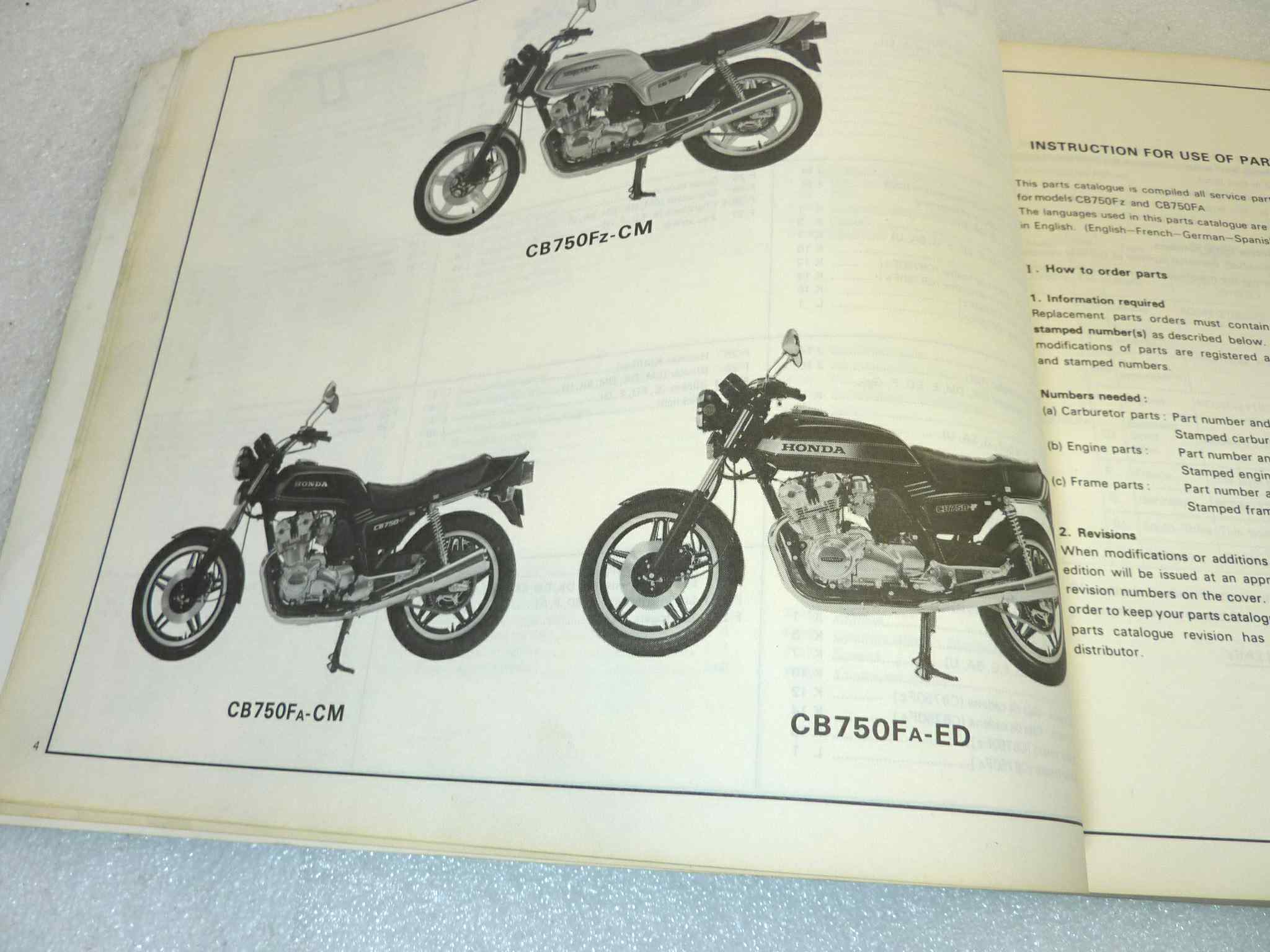 Catalogo parti ricambio Honda CB750F 3 ricambi ORIGINALE eng fra ger esp Parts Catalog dim 21,5 x 28 cm - immagine 6