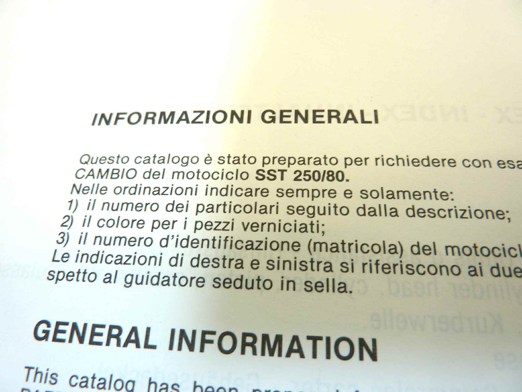 Catalogo parti ricambio Cagiva SST250 80 ricambi ORIGINALE eng ita fra ger Parts Catalog dim 21,5 x 29,5 cm - immagine 4
