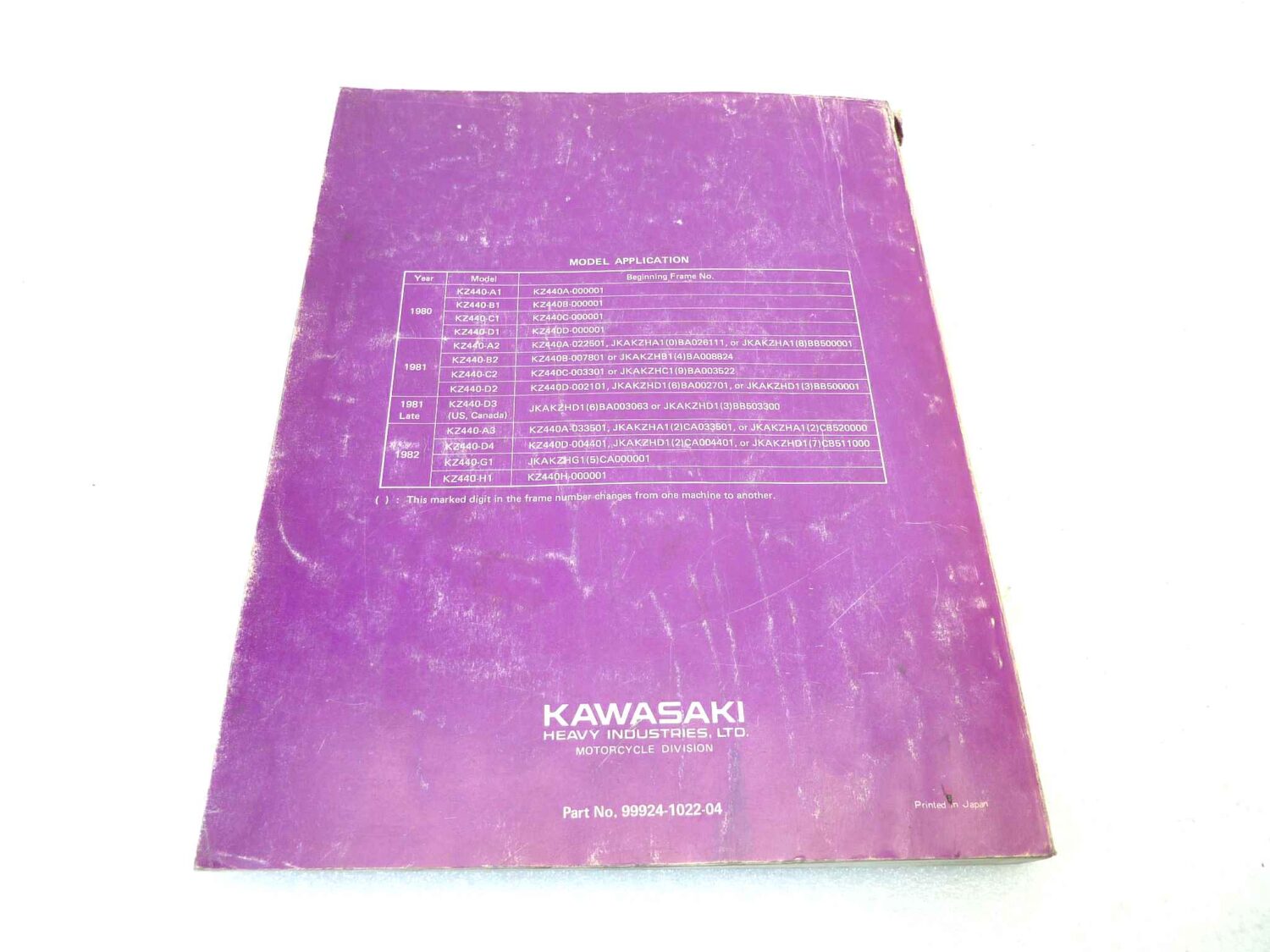 Manuale officina Kawasaki KZ440 Shop Manual ORIGINALE eng - Motorcycle service Manual WORKSHOP riparazione dim 21,5 x 28 cm - immagine 2