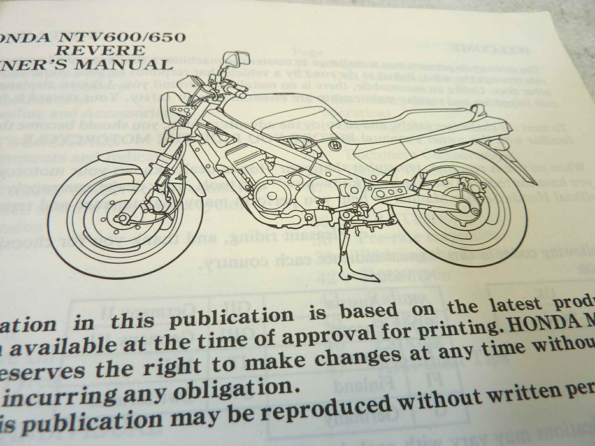 Libretto uso e manutenzione Honda NTV600 650 Revere manuale utente ORIGINALE ita eng fra dim 15 x 10,5 cm - immagine 6