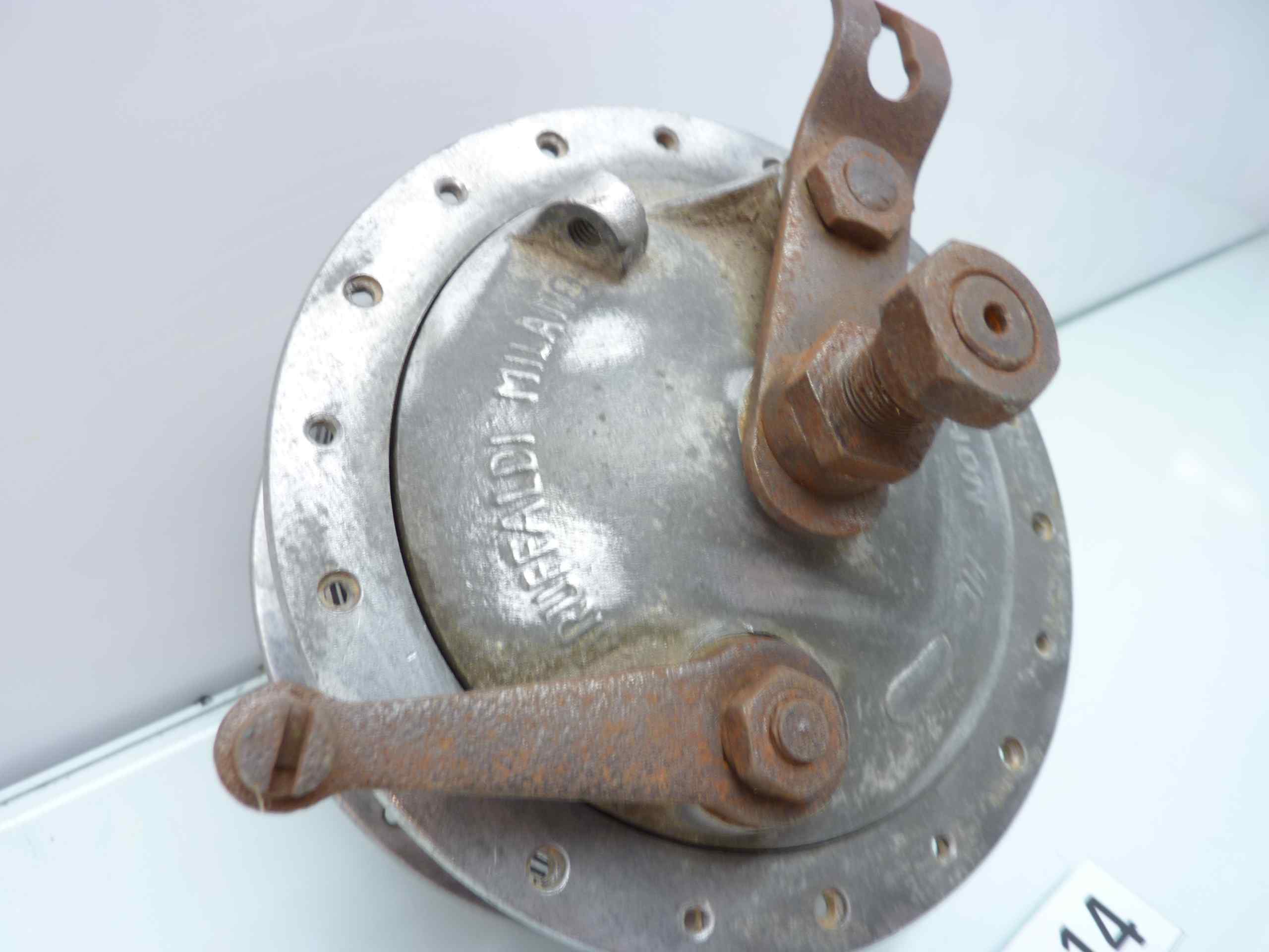 Mozzo freno moto epoca diam mozzo ASTHON HC BARUFFALDI MILANO mm 140 - diam piatto 108 - 36 fori - immagine 2