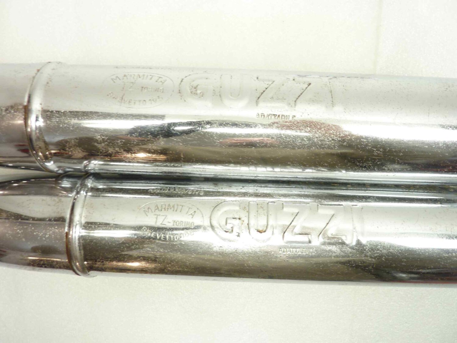 Guzzi vari modelli doppio scarico marmitta TZ IGM 38657S BREVETTO 195 diam int imbocco 37 mm - immagine 3