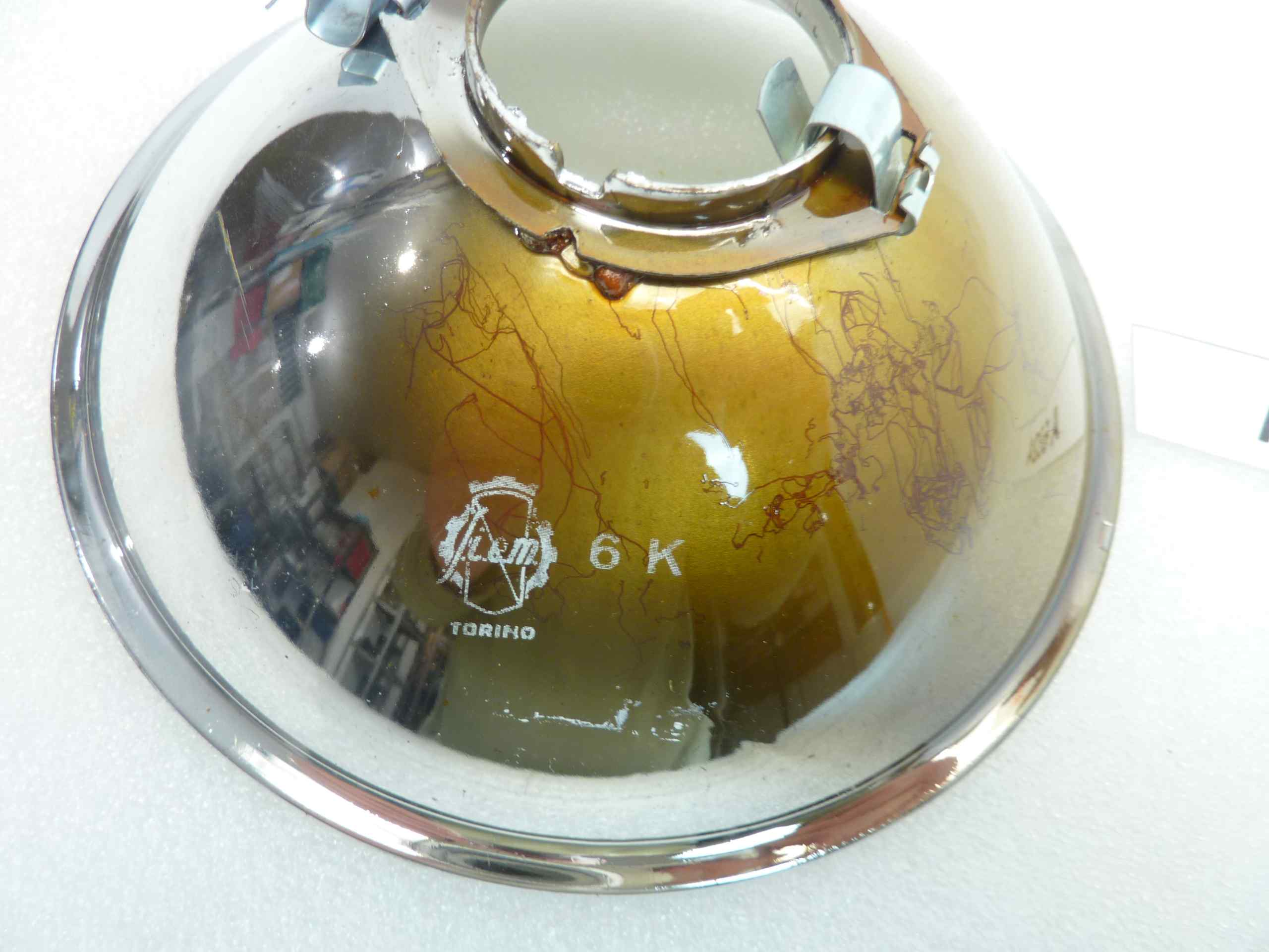 Parabola faro Siem P200 diam sede vetro 157 mm - diam foro 37 mm moto auto epoca nuovo fondo di magazzino - immagine 3