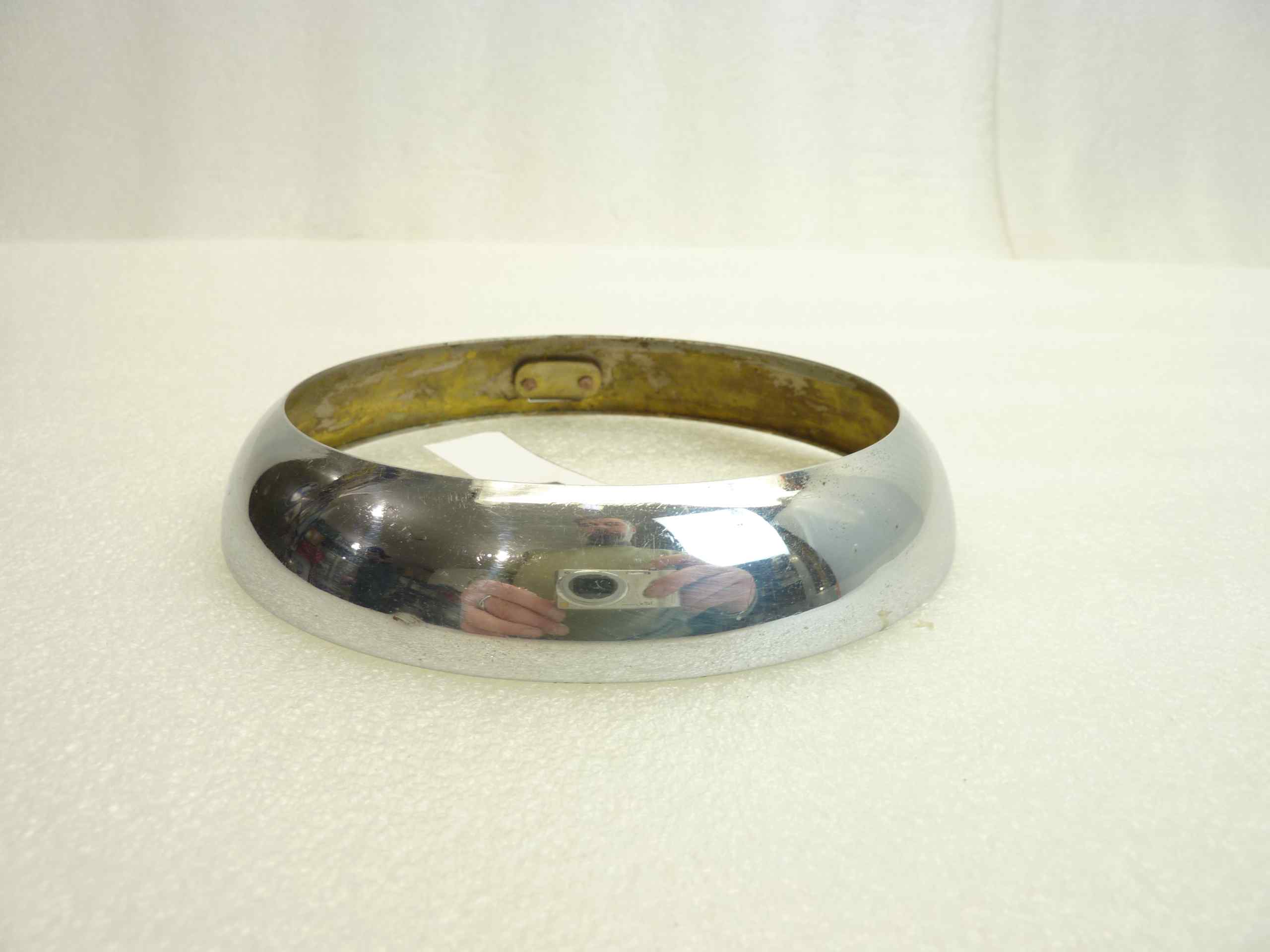 Ghiera faro diam vetro 105 mm - diam est 130 mm moto auto epoca nuovo fondo di magazzino - immagine 3