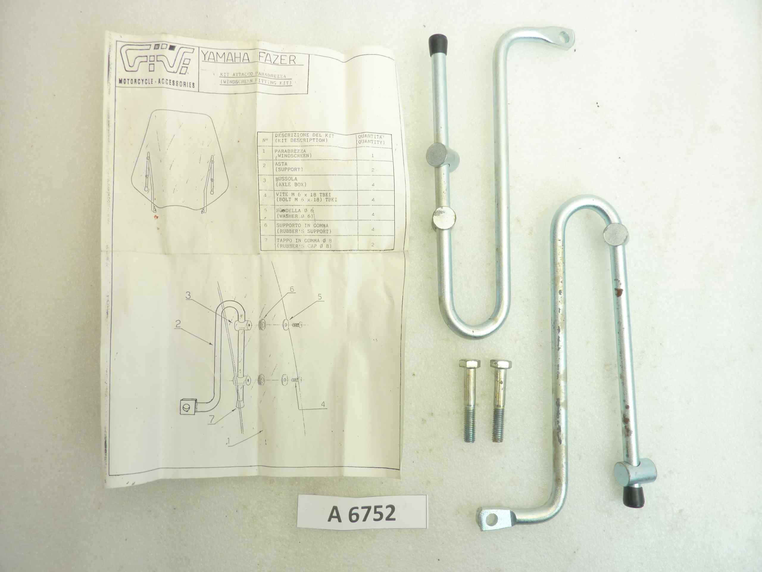 Staffe attacchi parabrezza Givi Yamaha Fazer plexiglass nuovo fondo di magazzino