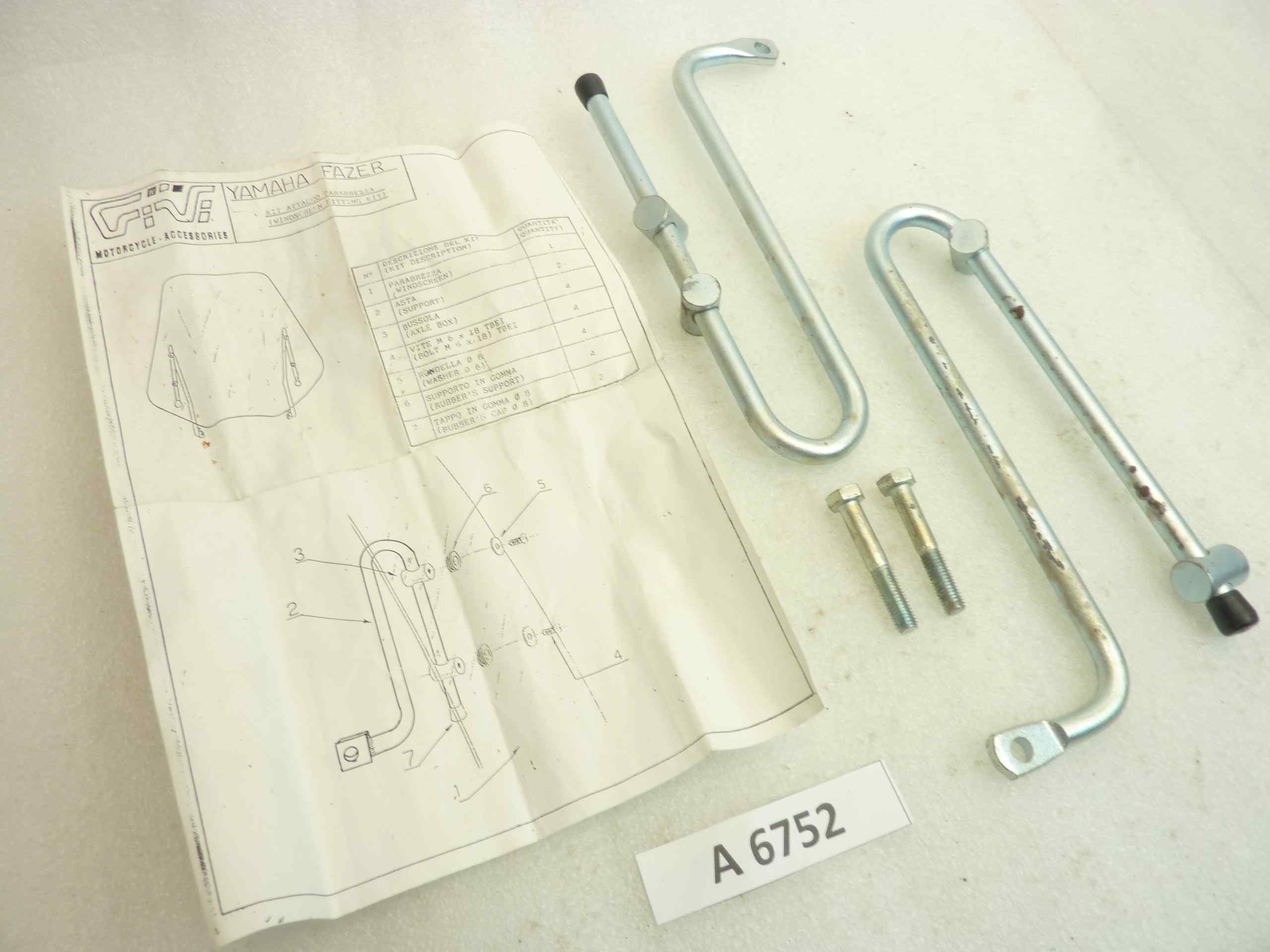 Staffe attacchi parabrezza Givi Yamaha Fazer plexiglass nuovo fondo di magazzino - immagine 2