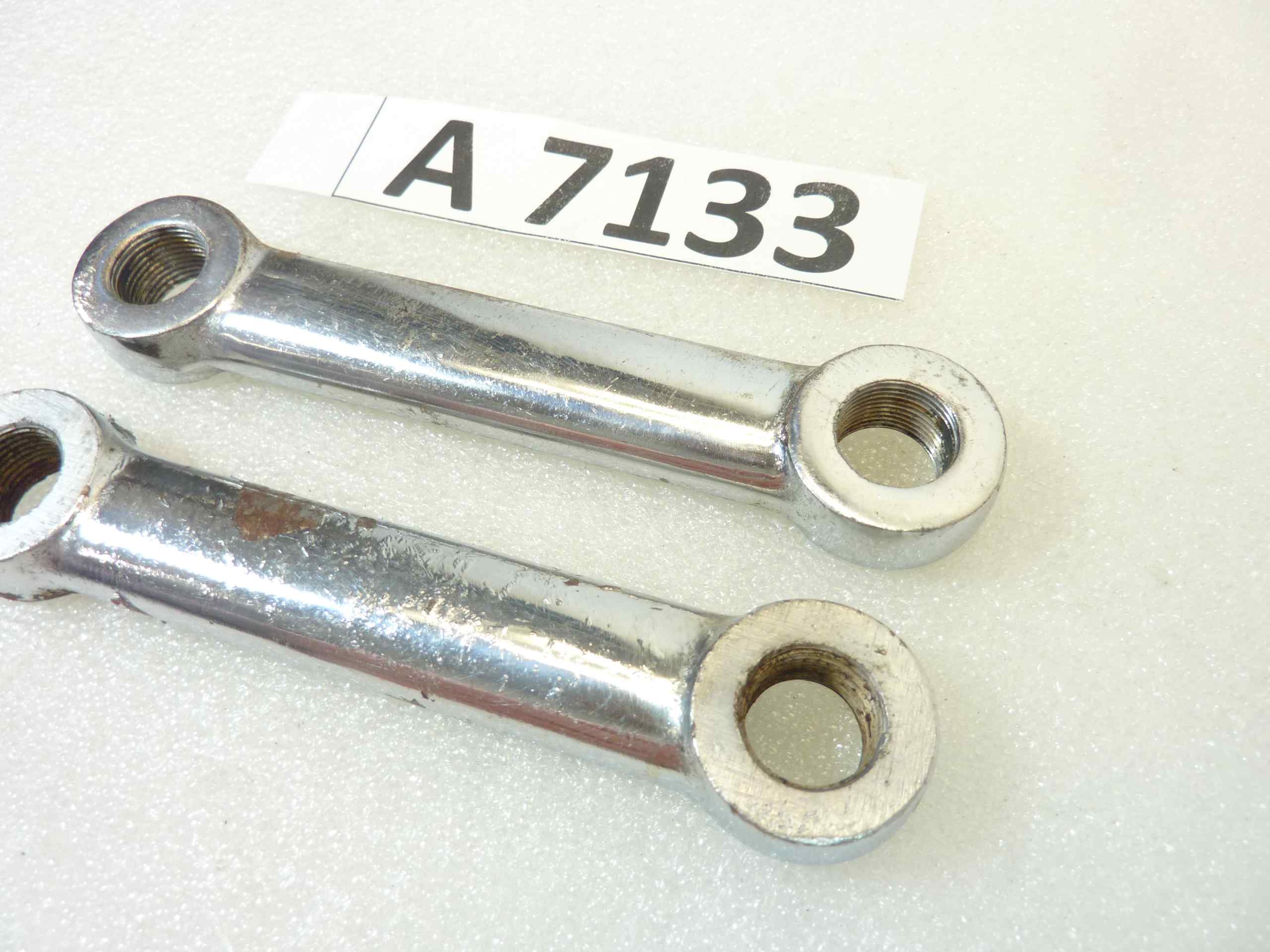 Coppia biscottini superiori moto epoca cromati filettati destro sinistro interasse 101 mm diam fori 13,3 nuovo fondo di magazzino - immagine 4