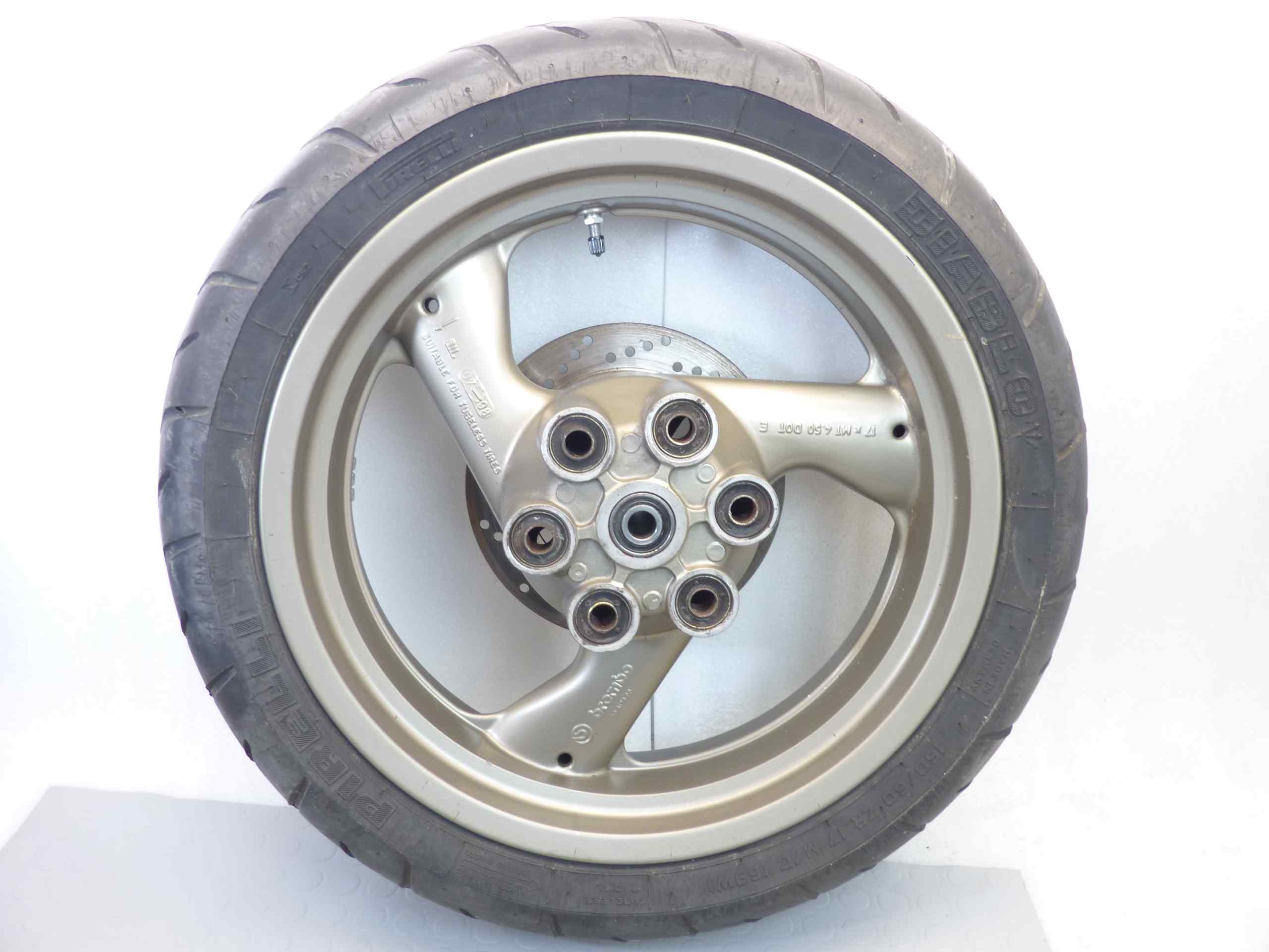 Ruota posteriore Ducati SS Monster 600 900 17xMT 4,50 Brembo 30517600 Oro con disco spessore 3,8 mm - immagine 5
