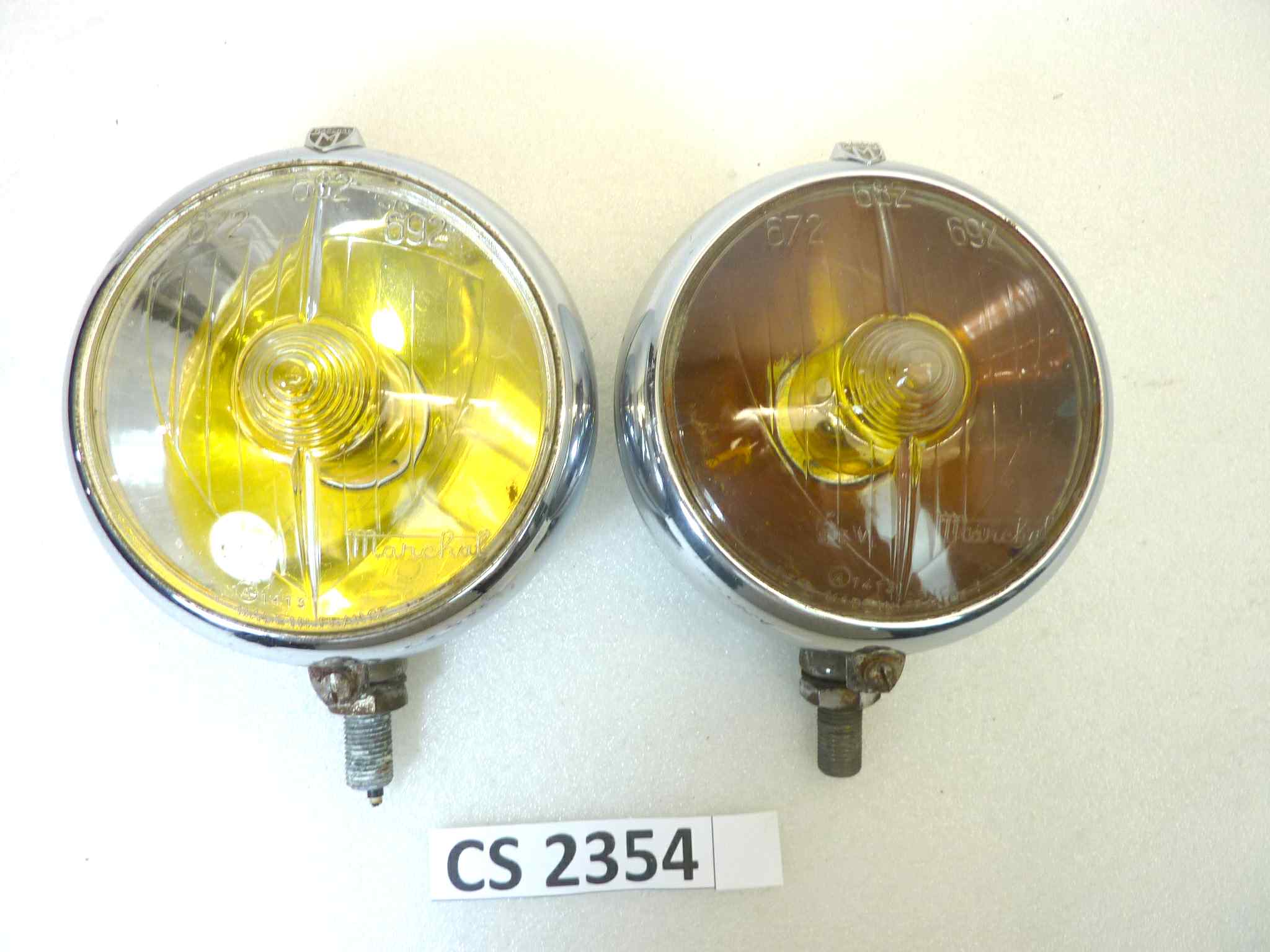 Coppia fendinebbia epoca Marchal Sev 672 682 692 diam tot 140 mm auto epoca originali no replica uno con parabola deteriorata - immagine 2