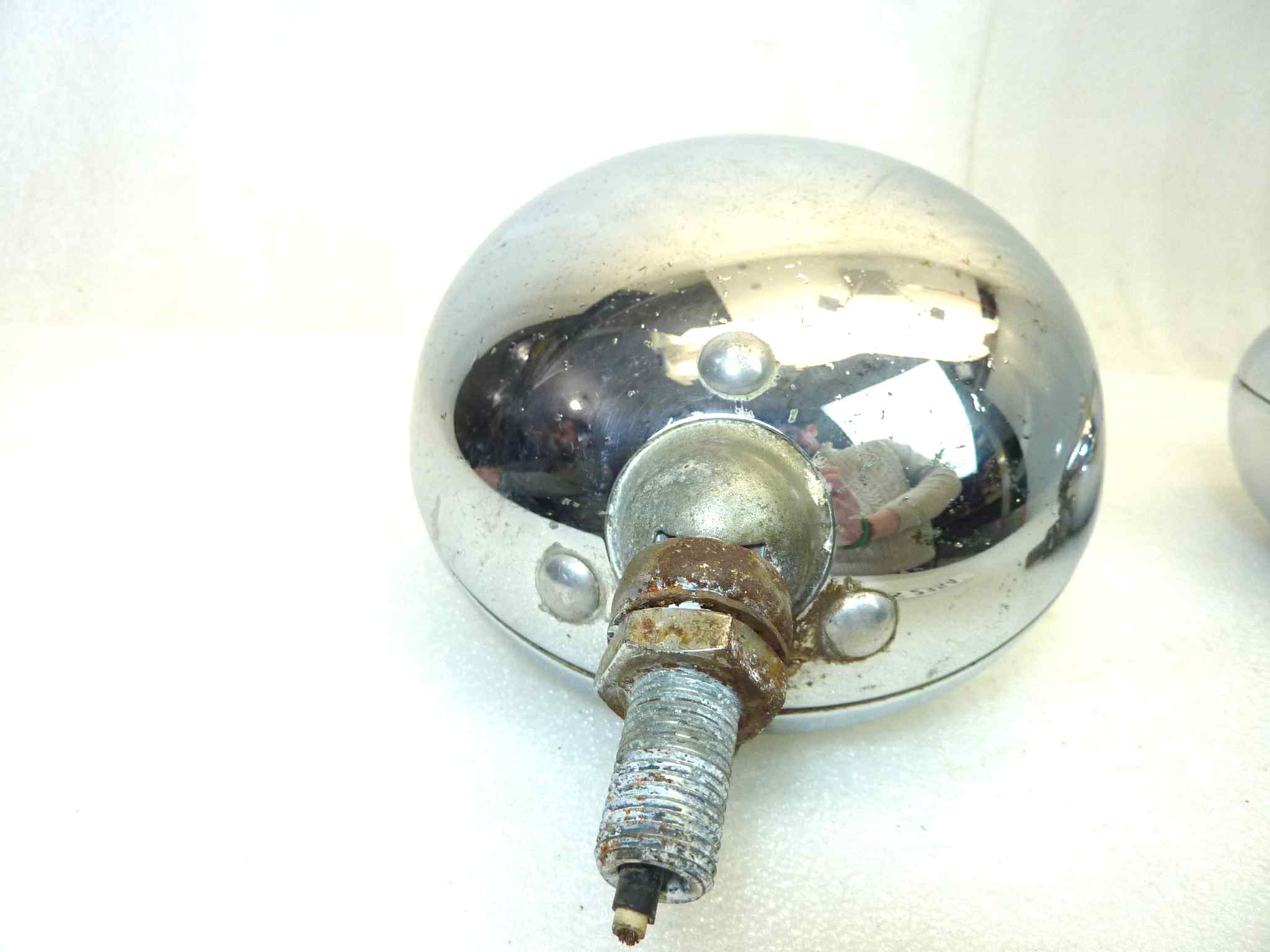 Coppia fendinebbia epoca Marchal Sev 672 682 692 diam tot 140 mm auto epoca originali no replica uno con parabola deteriorata - immagine 10