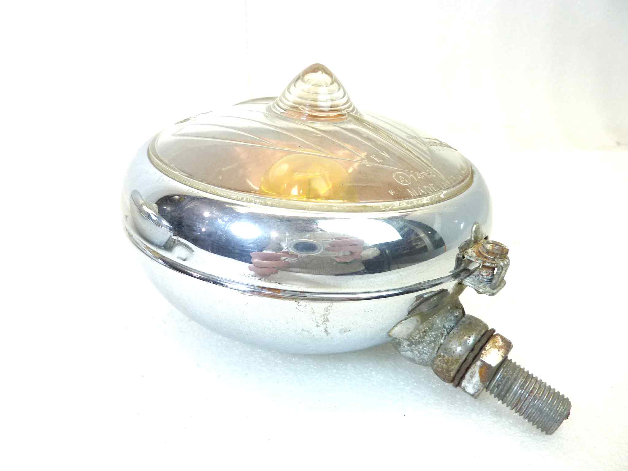 Coppia fendinebbia epoca Marchal Sev 672 682 692 diam tot 140 mm auto epoca originali no replica uno con parabola deteriorata - immagine 13