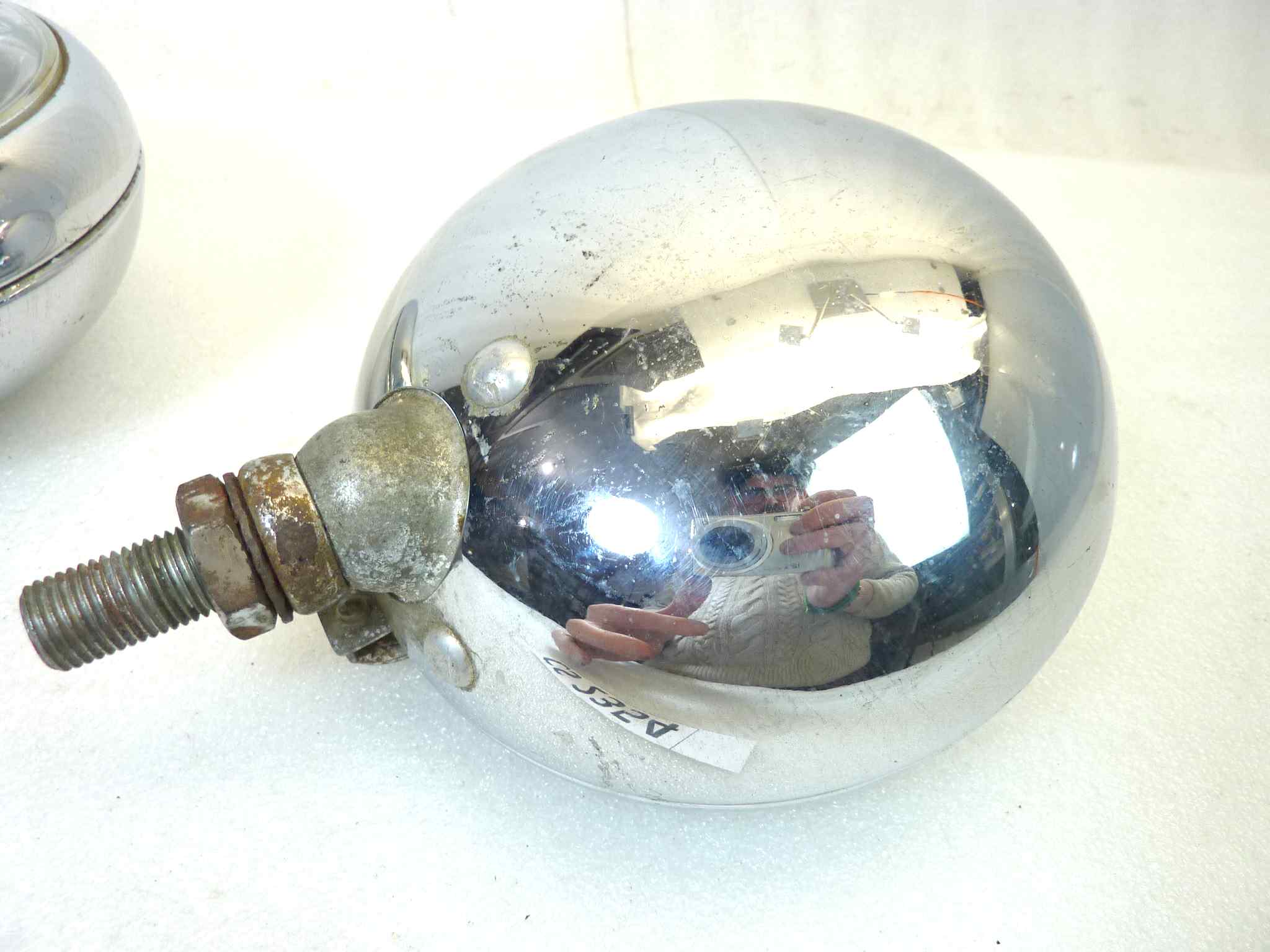 Coppia fendinebbia epoca Marchal Sev 672 682 692 diam tot 140 mm auto epoca originali no replica uno con parabola deteriorata - immagine 18