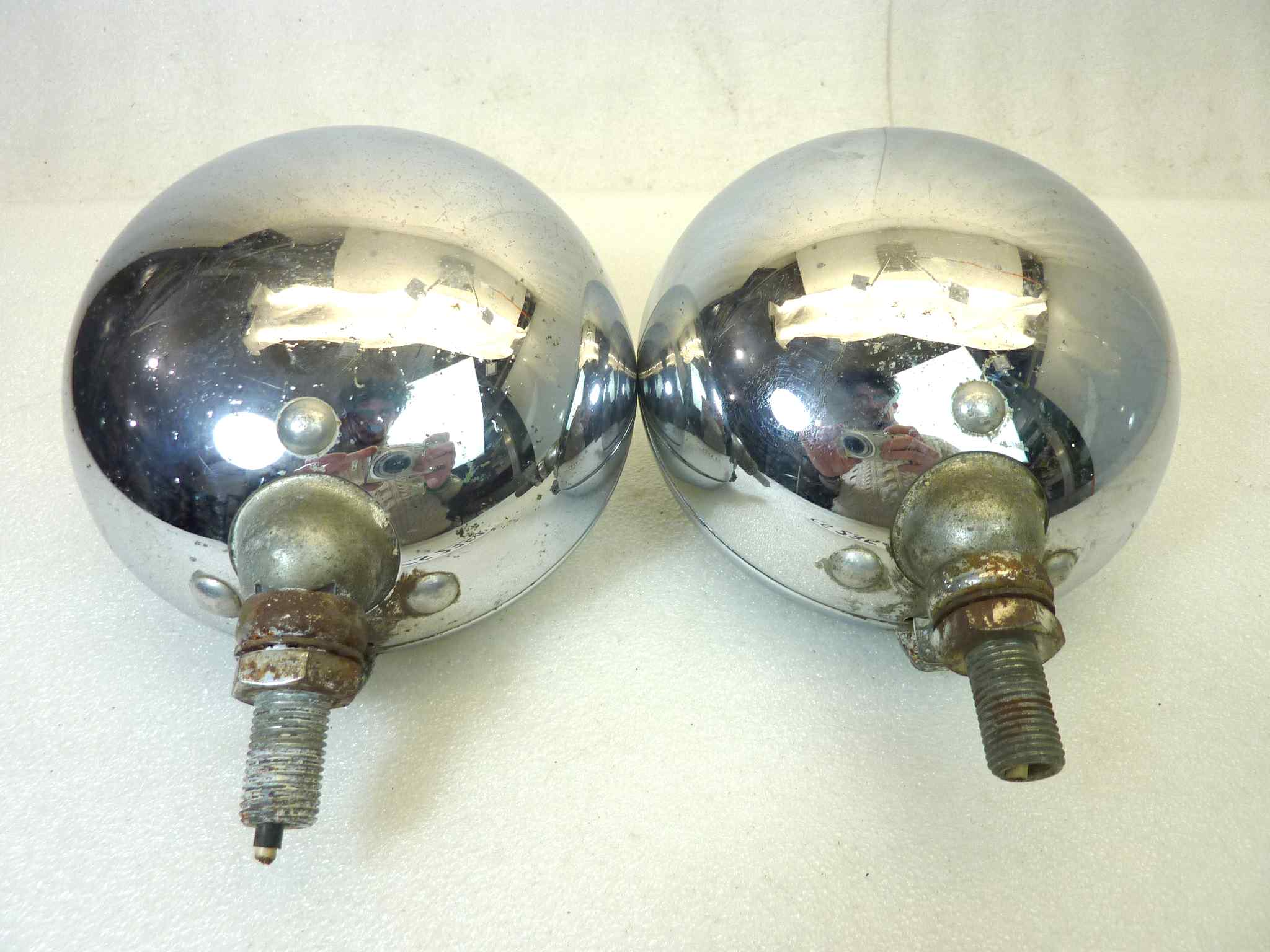Coppia fendinebbia epoca Marchal Sev 672 682 692 diam tot 140 mm auto epoca originali no replica uno con parabola deteriorata - immagine 21