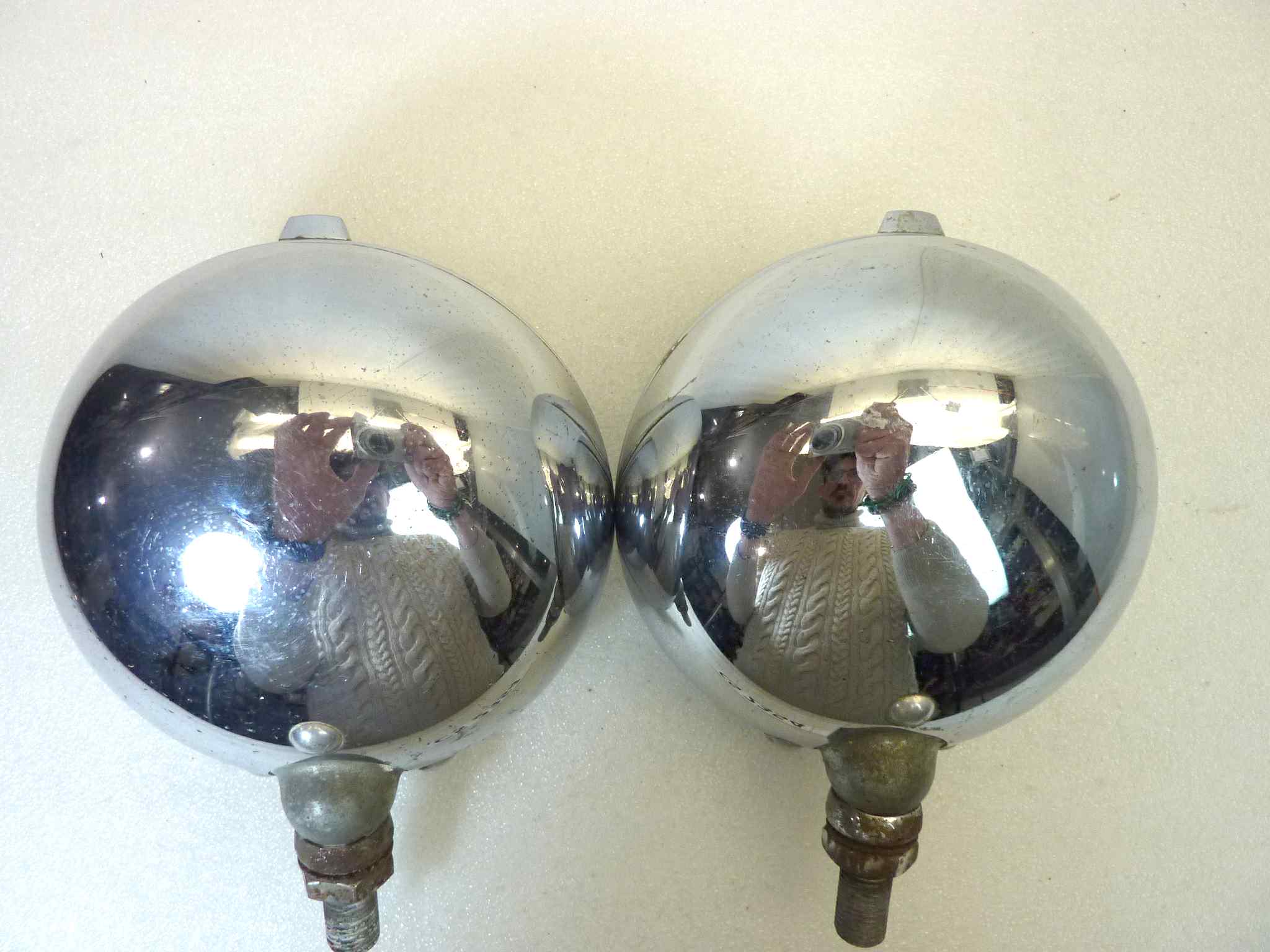 Coppia fendinebbia epoca Marchal Sev 672 682 692 diam tot 140 mm auto epoca originali no replica uno con parabola deteriorata - immagine 22