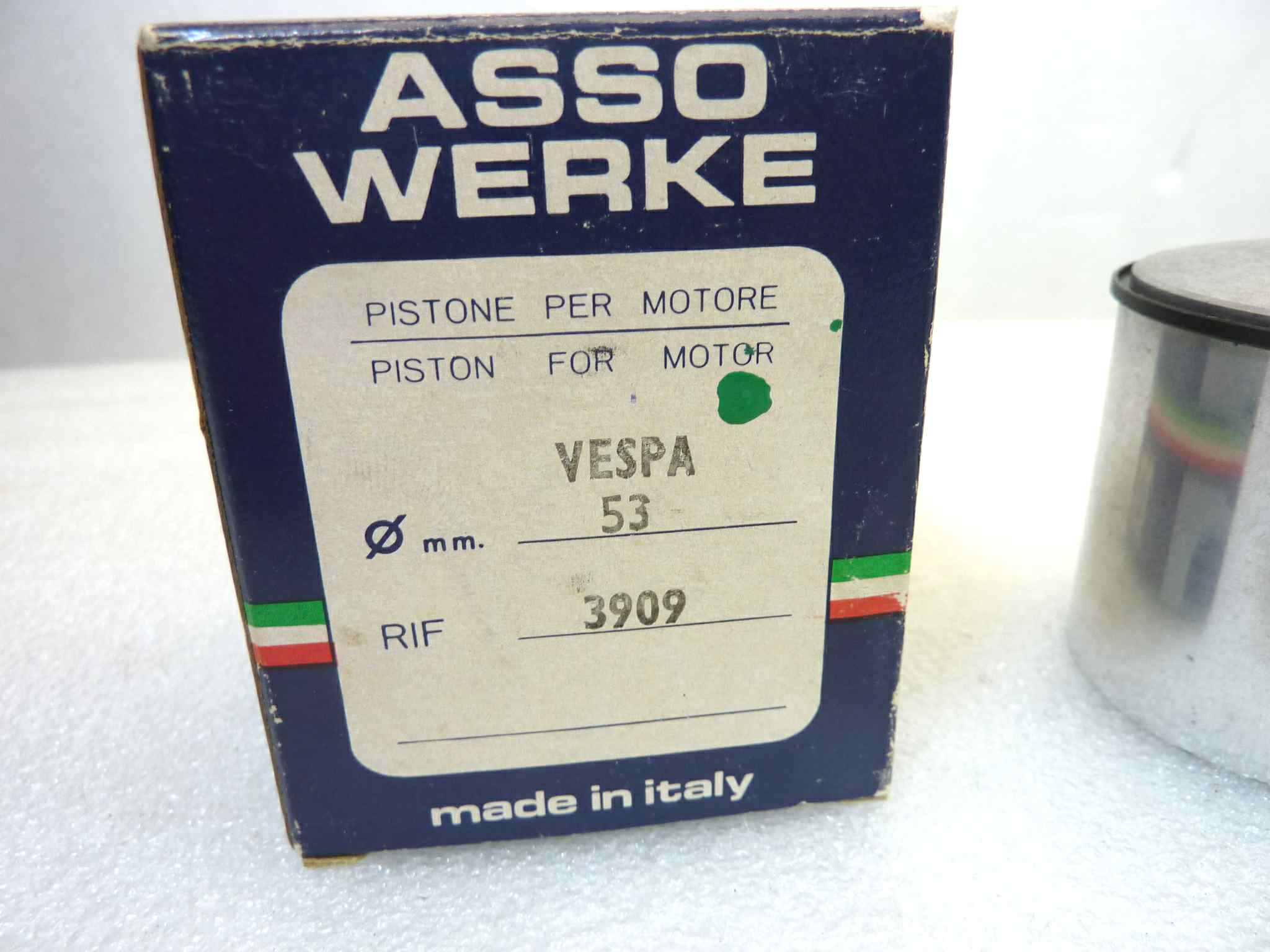 Pistone Piaggio Vespa Asso Werke diametro 53 cod 3909 NUOVO Fondo di magazzino, VEDI FOTO, LEGGI DESCRIZIONE - immagine 2
