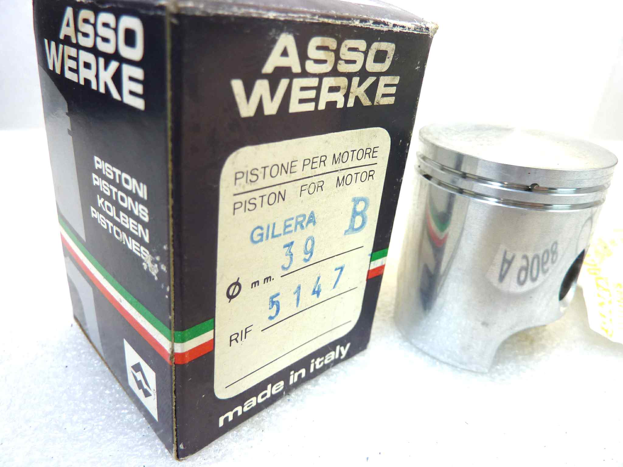 Pistone Gilera Asso Werke diametro 39 B cod 5147 NUOVO Fondo di magazzino, VEDI FOTO, LEGGI DESCRIZIONE - immagine 2