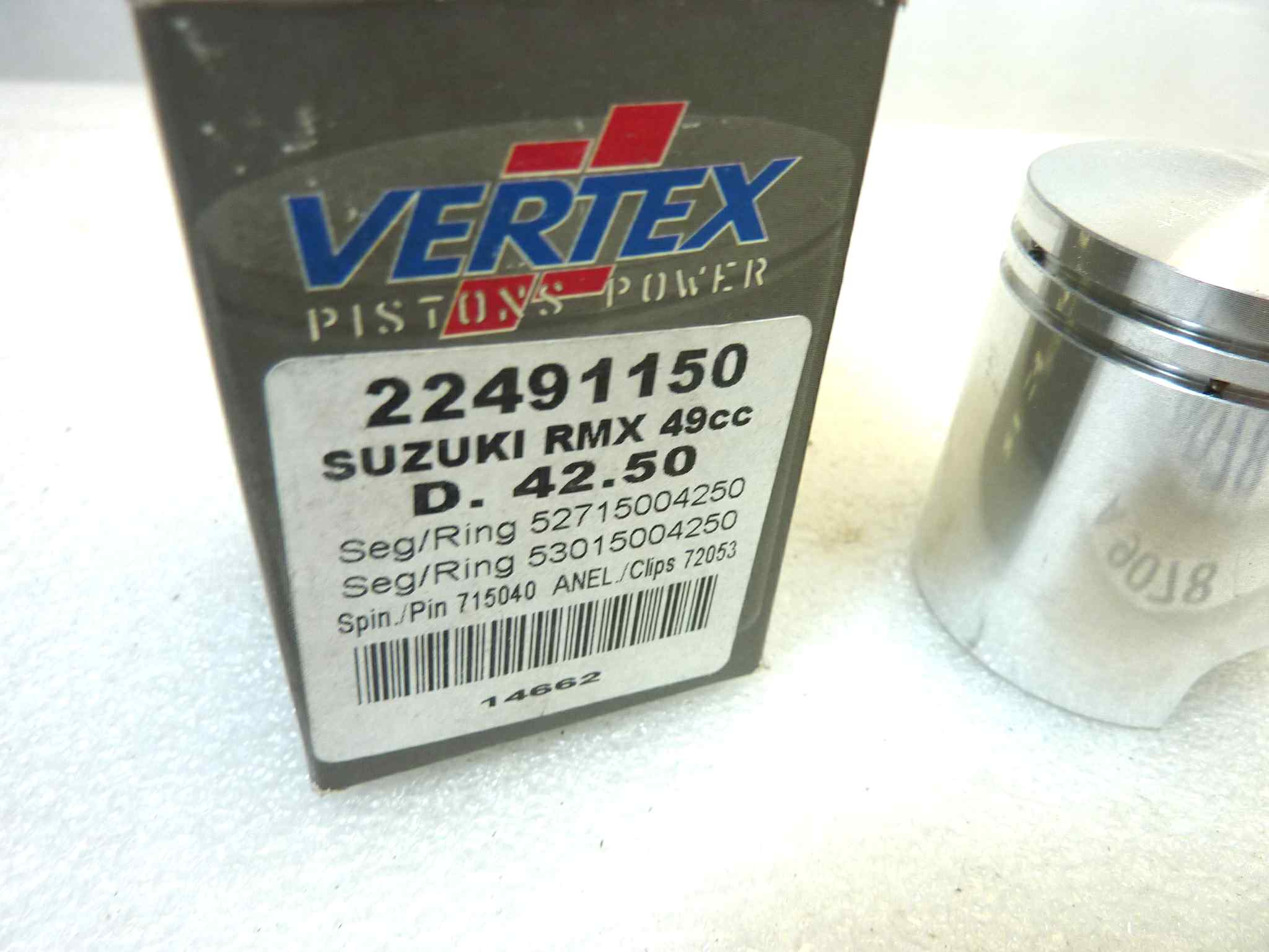 Pistone Suzuki RMX 49 CC Vertex diametro 42,5 cod 22491150 NUOVO Fondo di magazzino, VEDI FOTO, LEGGI DESCRIZIONE - immagine 2