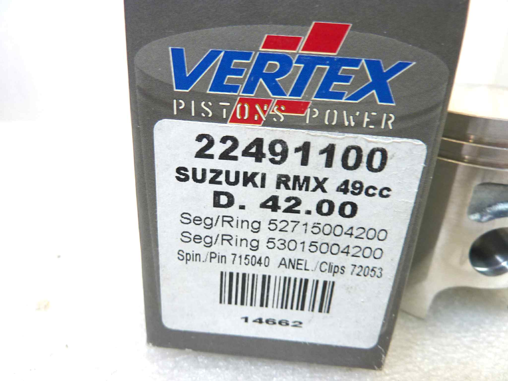 Pistone Suzuki RMX 49 CC Vertex diametro 42 cod 22491100 NUOVO Fondo di magazzino, VEDI FOTO, LEGGI DESCRIZIONE - immagine 2