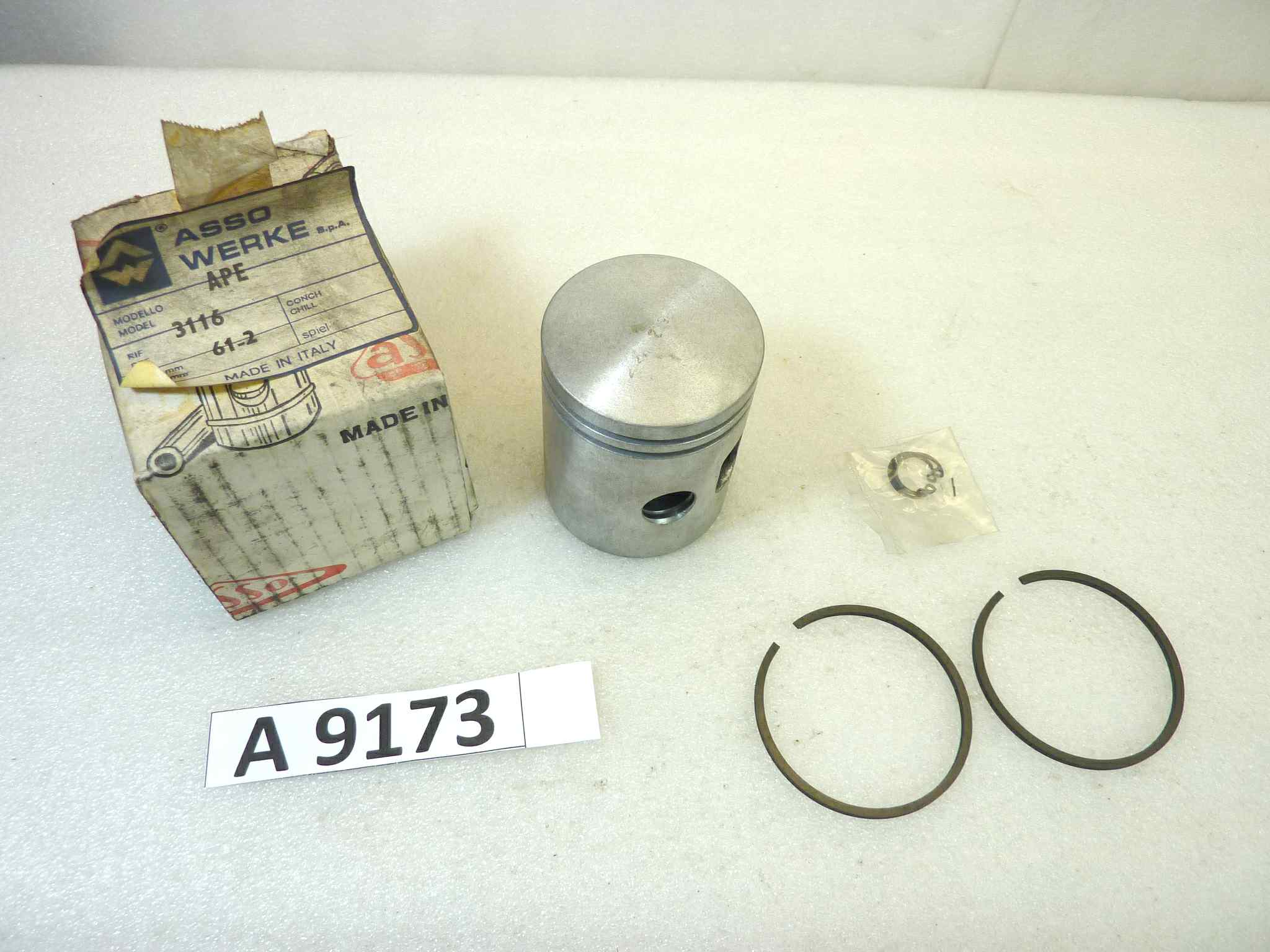 Pistone Piaggio Ape Asso Werke diametro 61,2 cod 3116 no spinotto NUOVO Fondo di magazzino, VEDI FOTO, LEGGI DESCRIZIONE