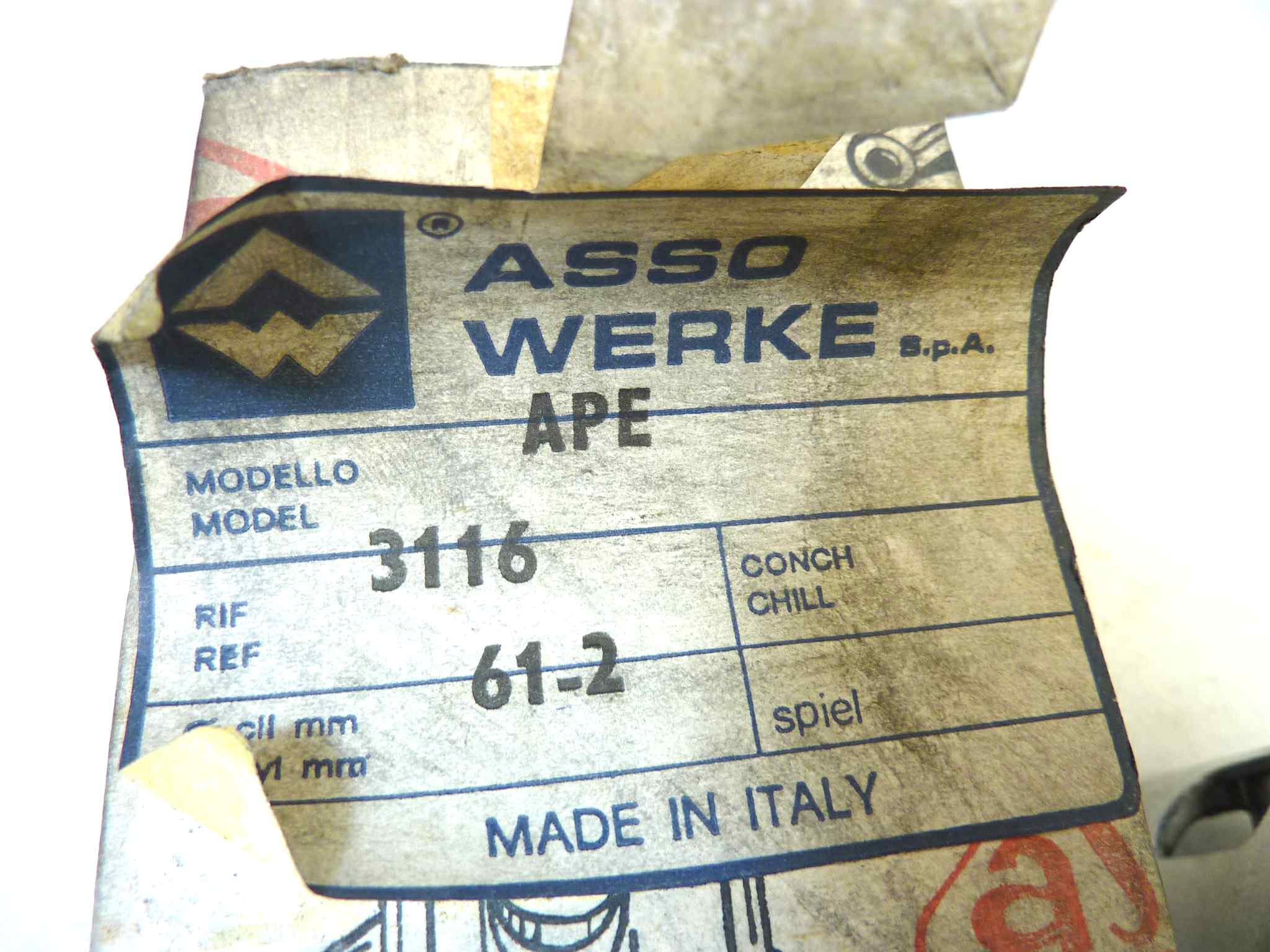 Pistone Piaggio Ape Asso Werke diametro 61,2 cod 3116 no spinotto NUOVO Fondo di magazzino, VEDI FOTO, LEGGI DESCRIZIONE - immagine 2