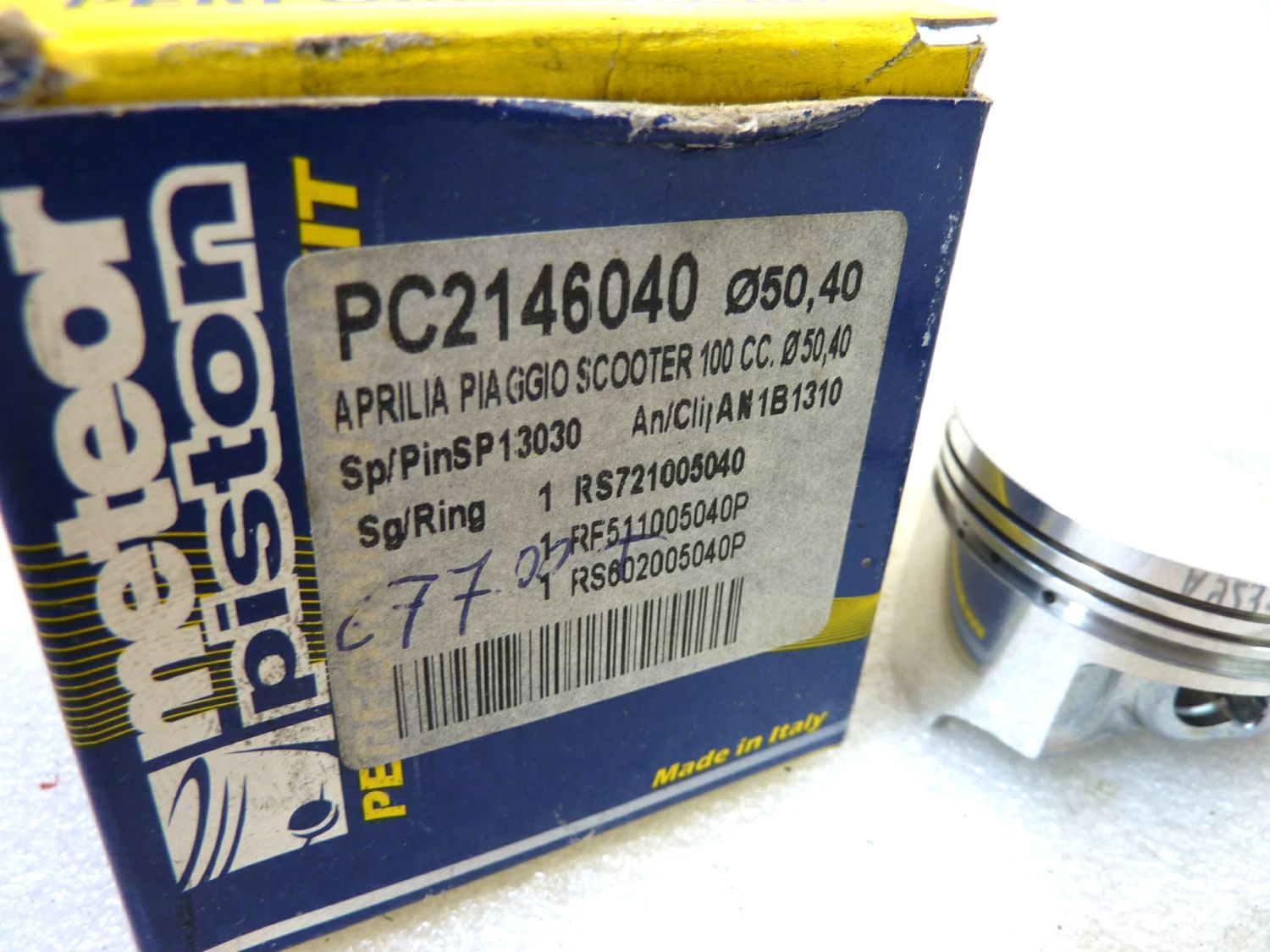 Pistone Aprilia 100 cc Meteor diametro 50,4 cod PC2146040 NUOVO Fondo di magazzino, VEDI FOTO, LEGGI DESCRIZIONE - immagine 2