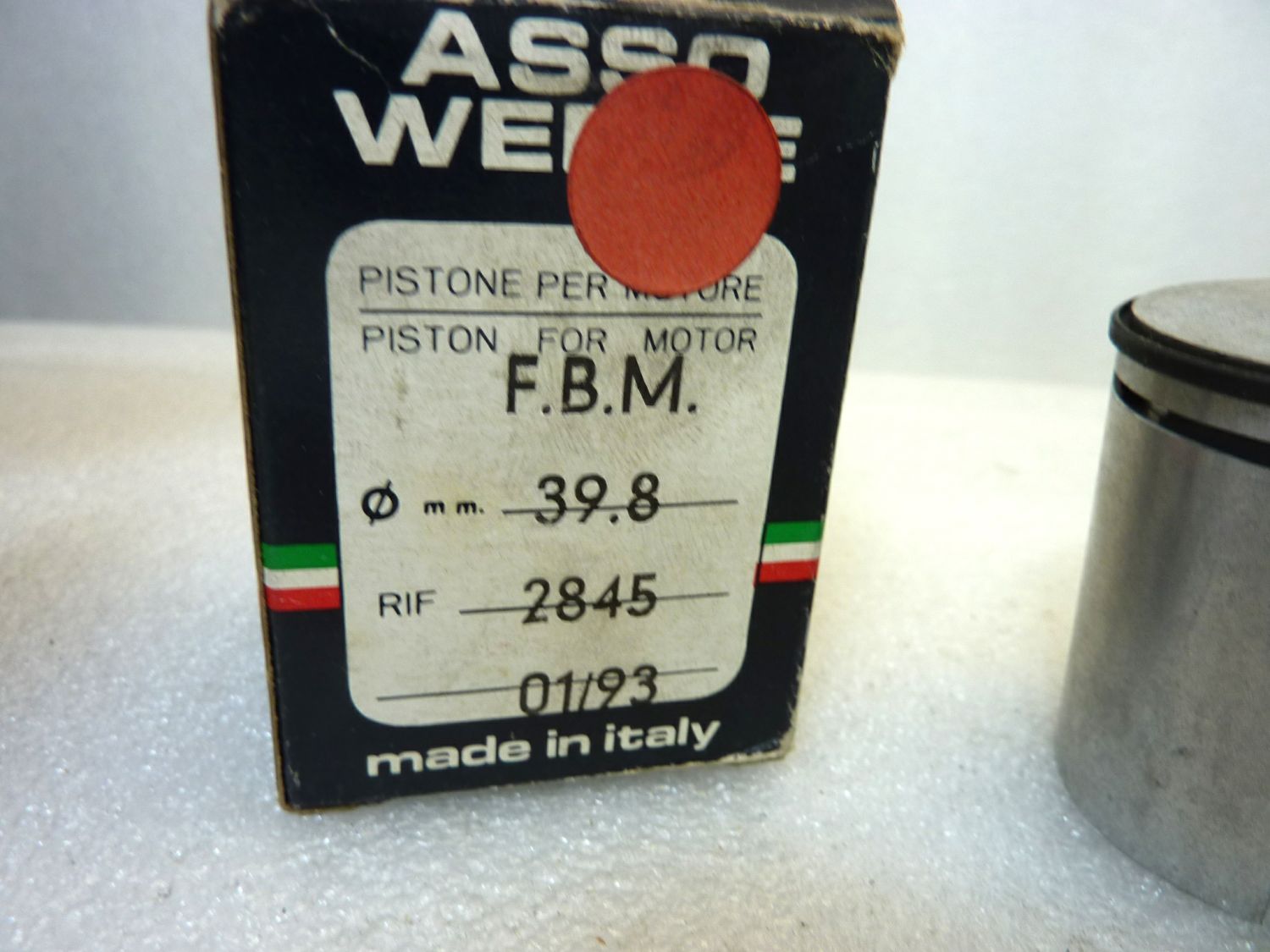 Pistone FBM Asso Werke diametro 39,8 cod 2845 no spinotto NUOVO Fondo di magazzino, VEDI FOTO, LEGGI DESCRIZIONE - immagine 2