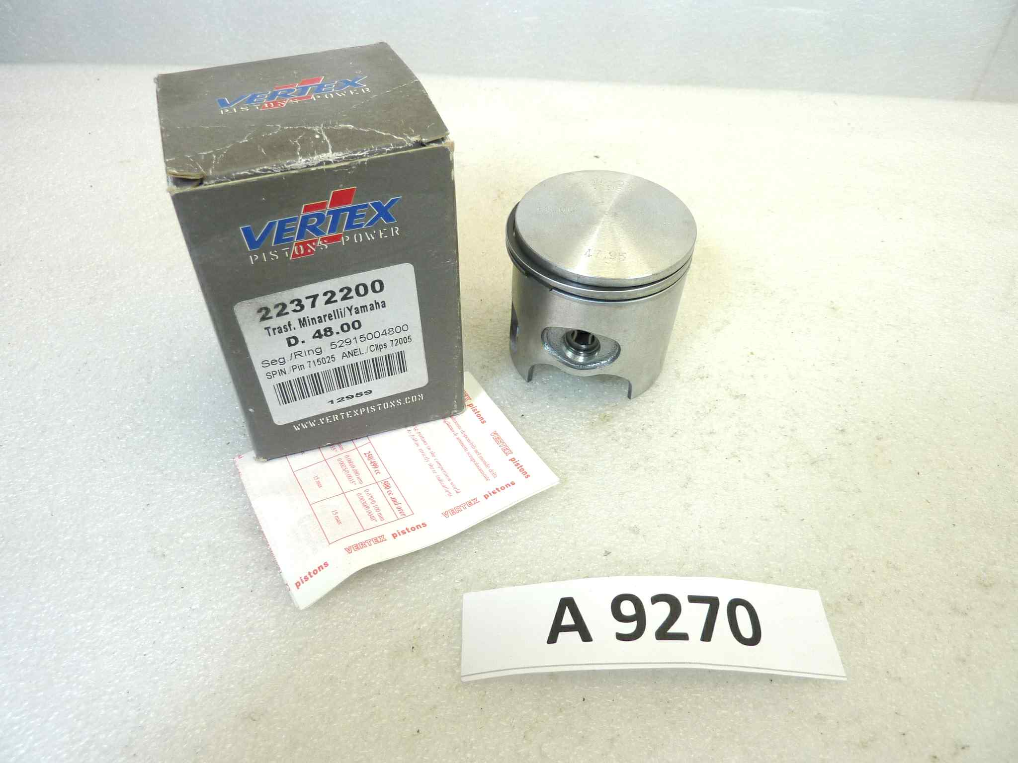 Pistone Minarelli trasf. Yamaha Vertex diametro 48 cod 22372200 manca spinotto NUOVO Fondo di magazzino, VEDI FOTO, LEGGI DESCRIZIONE