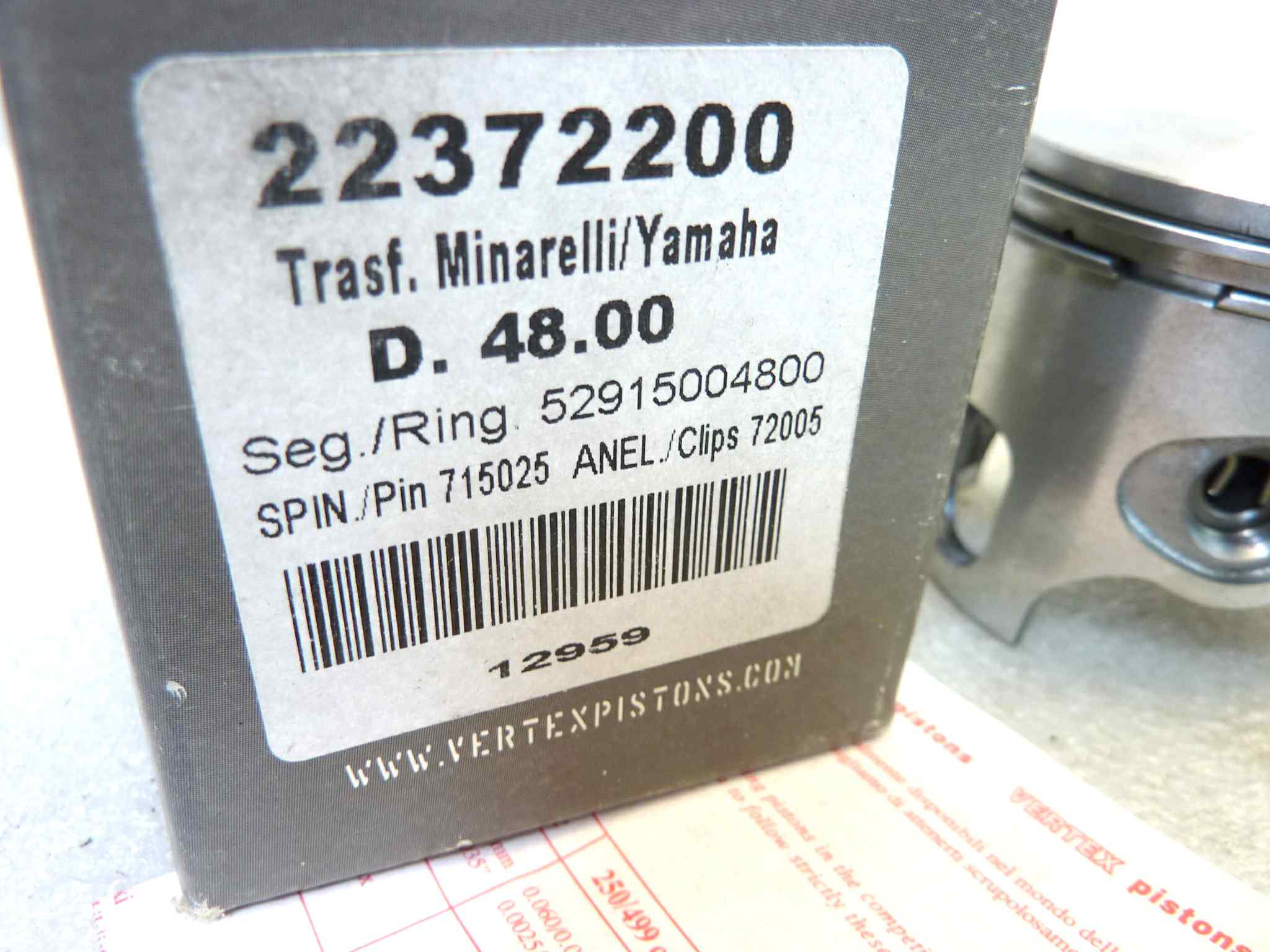 Pistone Minarelli trasf. Yamaha Vertex diametro 48 cod 22372200 manca spinotto NUOVO Fondo di magazzino, VEDI FOTO, LEGGI DESCRIZIONE - immagine 2