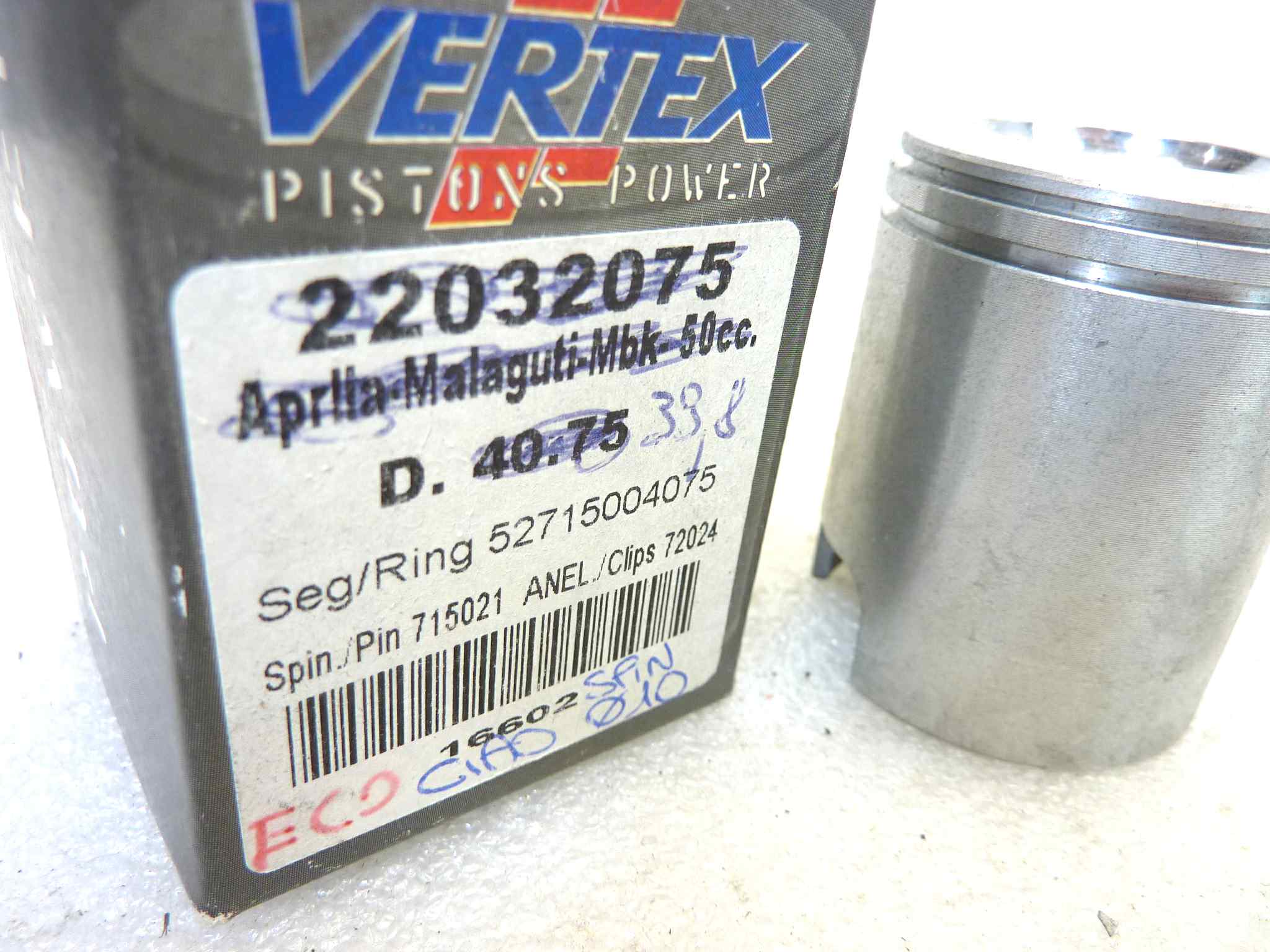 Pistone Ciao Piaggio Vertex diametro 39,8 (spin 10) no seeger no spinotto cod 1980 NUOVO Fondo di magazzino, VEDI FOTO, LEGGI DESCRIZIONE - immagine 2