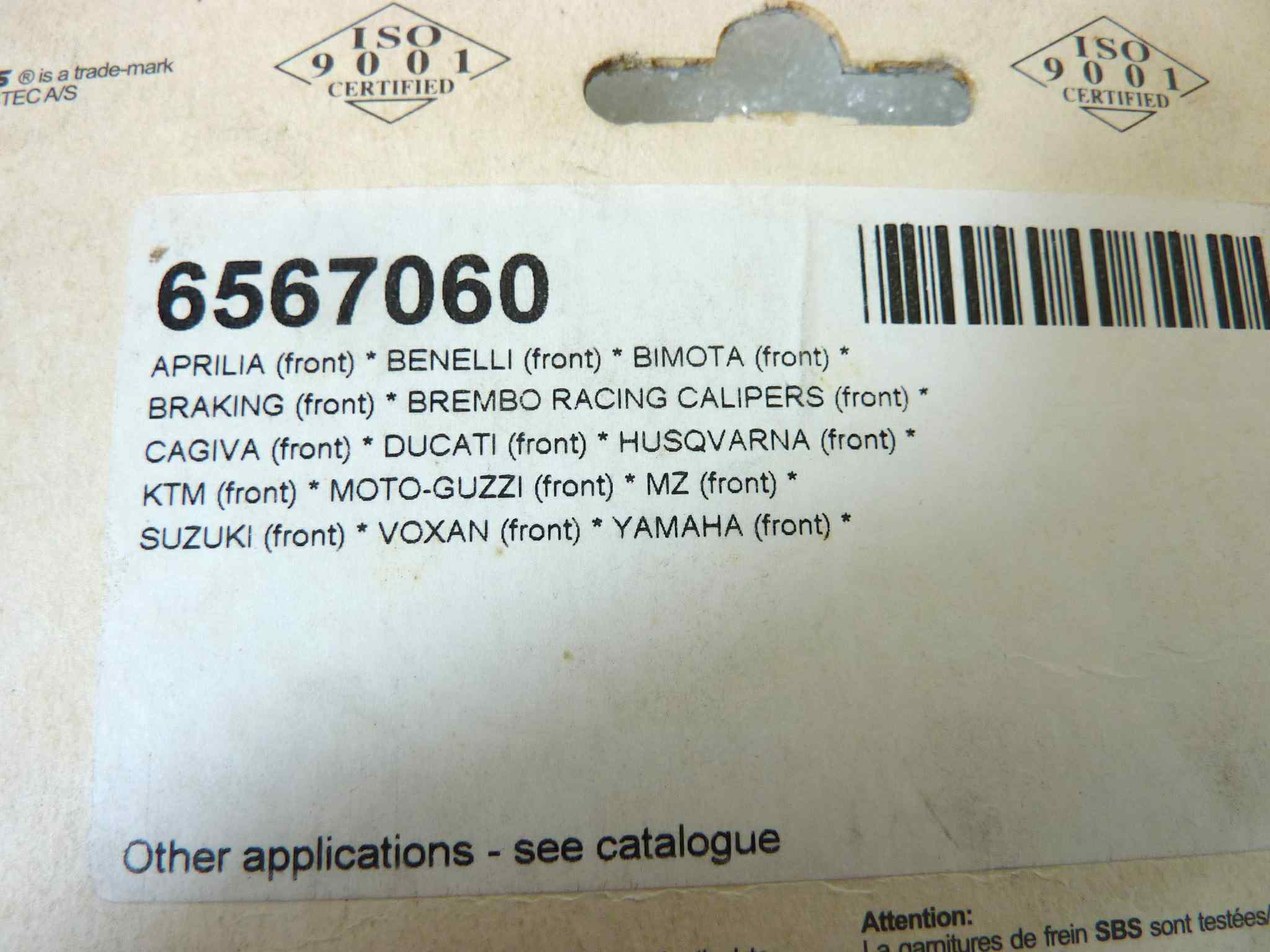 Pastiglie freno SBS 706HF FR 6567060 Aprilia Benelli Cagiva Ducati Husqvarna KTM Guzzi Suzuki Voxan Yamaha NUOVO fondo di magazzino, LEGGI DESCRIZIONE - immagine 4