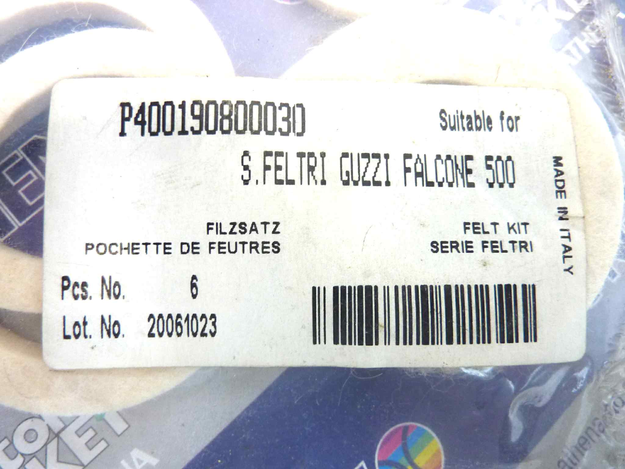 Serie feltri Athena Guzzi Falcone 500 6 pezzi cod P400190800030 originale no replica NUOVO fondo di magazzino, LEGGI DESCRIZIONE - immagine 3