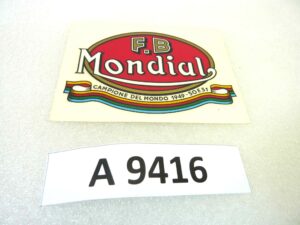 Adesivo decalcomania logo Mondial moto epoca originale no replica NUOVO fondo di magazzino, LEGGI DESCRIZIONE