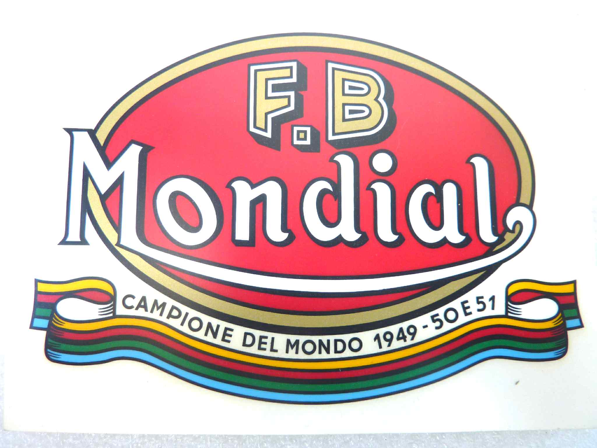 Adesivo decalcomania logo Mondial moto epoca originale no replica NUOVO fondo di magazzino, LEGGI DESCRIZIONE - immagine 3