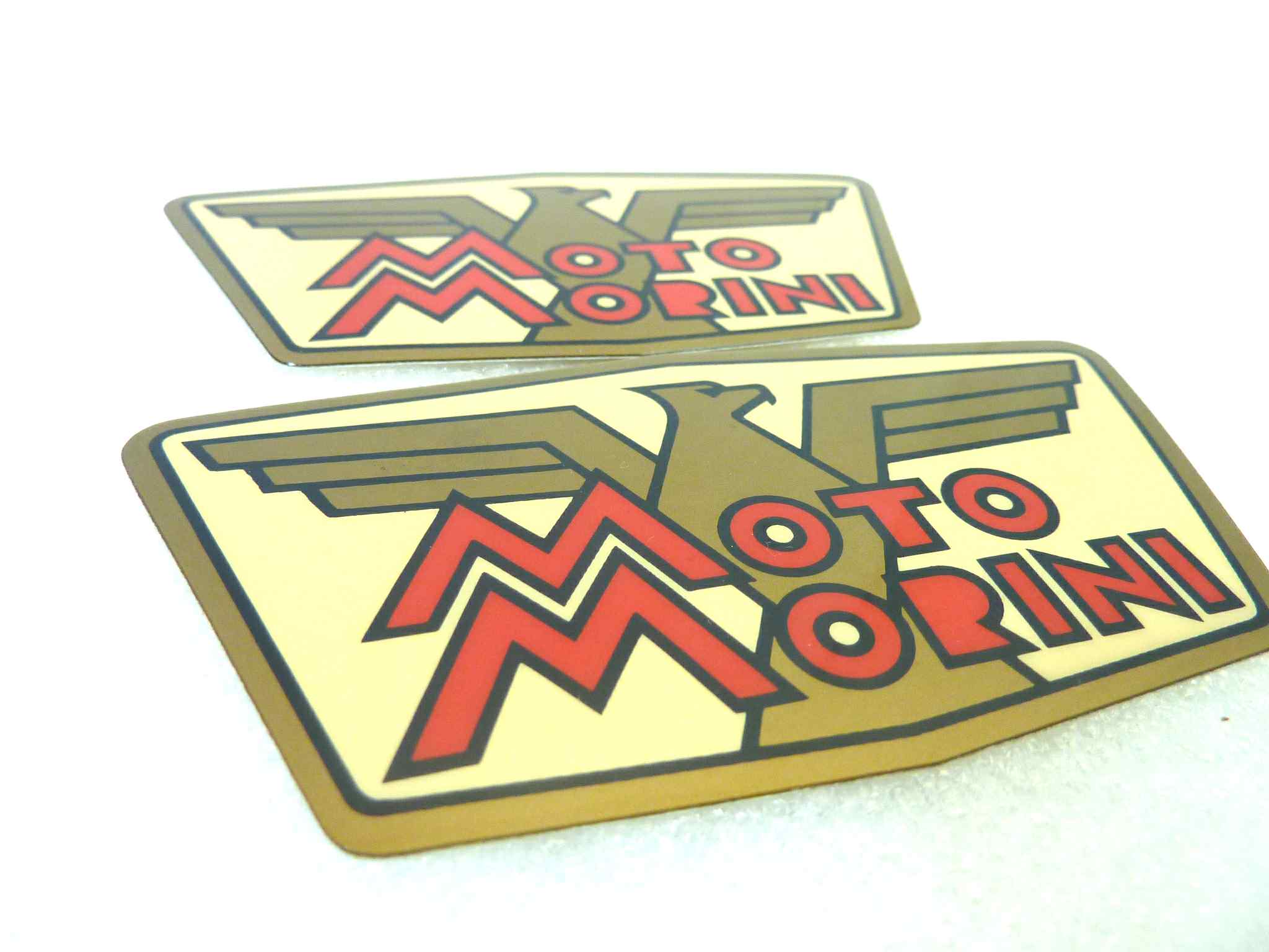 Coppia adesivi serbatoio Moto Morini Corsarino 48 resinati originale no replica NUOVO fondo di magazzino, LEGGI DESCRIZIONE - immagine 3