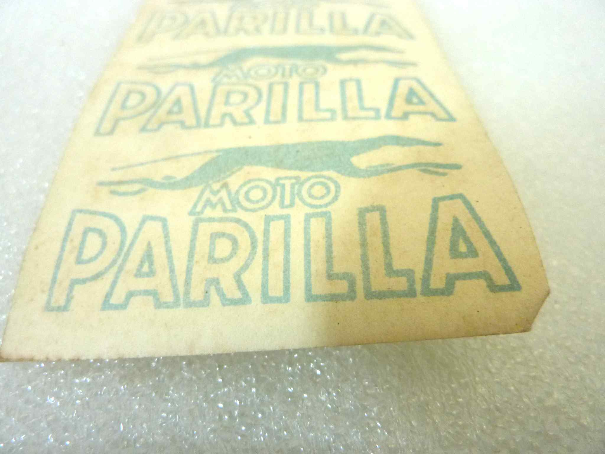 Adesivo decalcomania scritte logo epoca Parilla 4 pezzi originale no replica NUOVO fondo di magazzino, LEGGI DESCRIZIONE - immagine 3