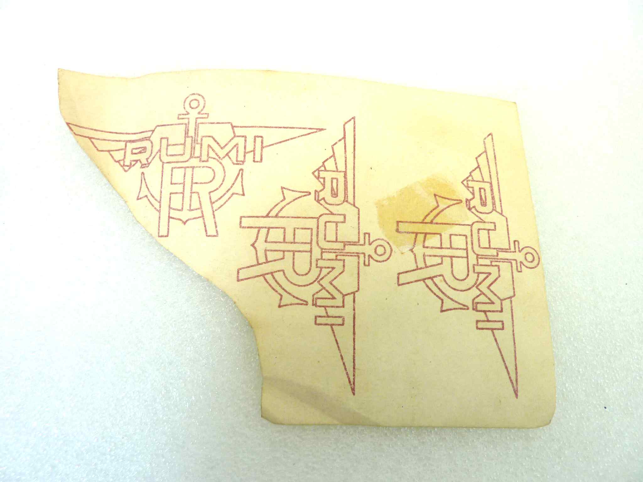 Adesivo decalcomania fregio logo moto Rumi epoca 3 pezzi originale no replica NUOVO fondo di magazzino, LEGGI DESCRIZIONE - immagine 4