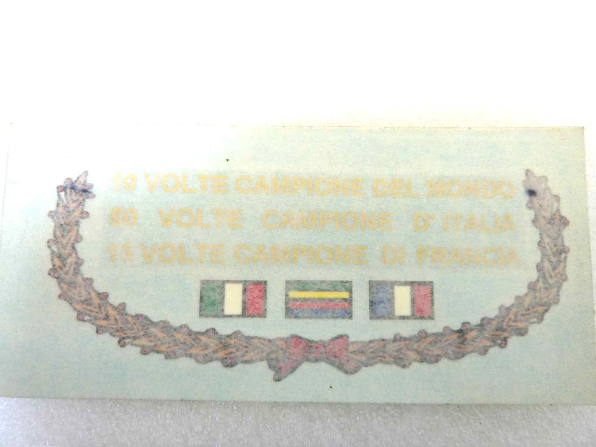 decalcomania Mondial 50 volte campione d'italia - 10 volte campione del mondo - 15 volte campione di francia 125 x 67 mm originale no replica NUOVO fondo di magazzino, LEGGI DESCRIZIONE - immagine 2