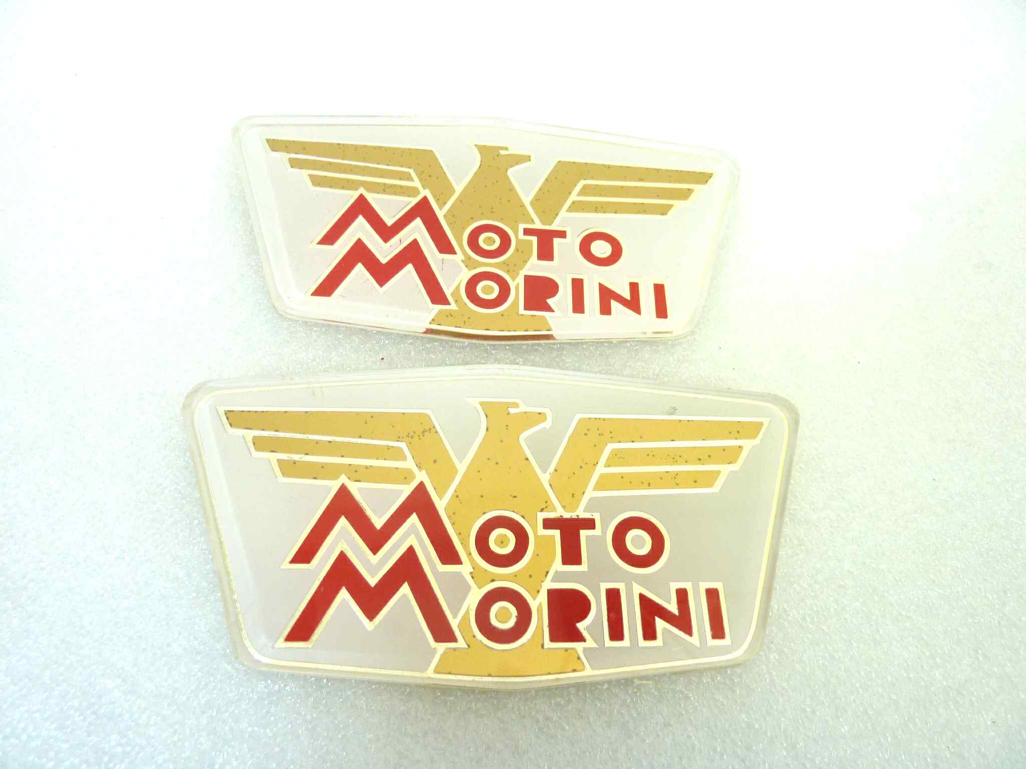 Coppia targa adesiva Moto Morini spessore 4 mm - larghezza max 11 cm x alt max 5,8 cm originale no replica NUOVO fondo di magazzino, LEGGI DESCRIZIONE - immagine 2