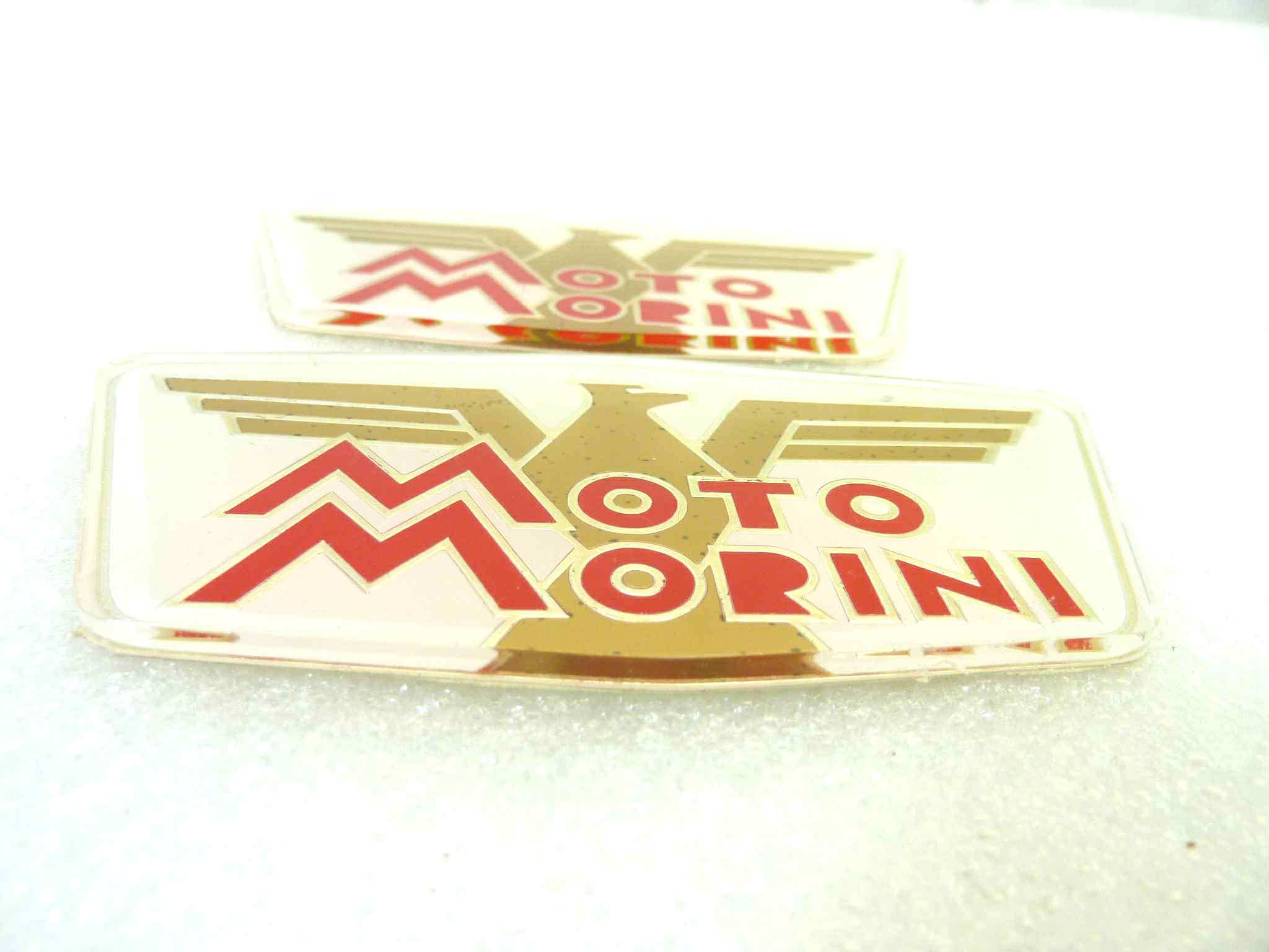 Coppia targa adesiva Moto Morini spessore 4 mm - larghezza max 11 cm x alt max 5,8 cm originale no replica NUOVO fondo di magazzino, LEGGI DESCRIZIONE - immagine 3