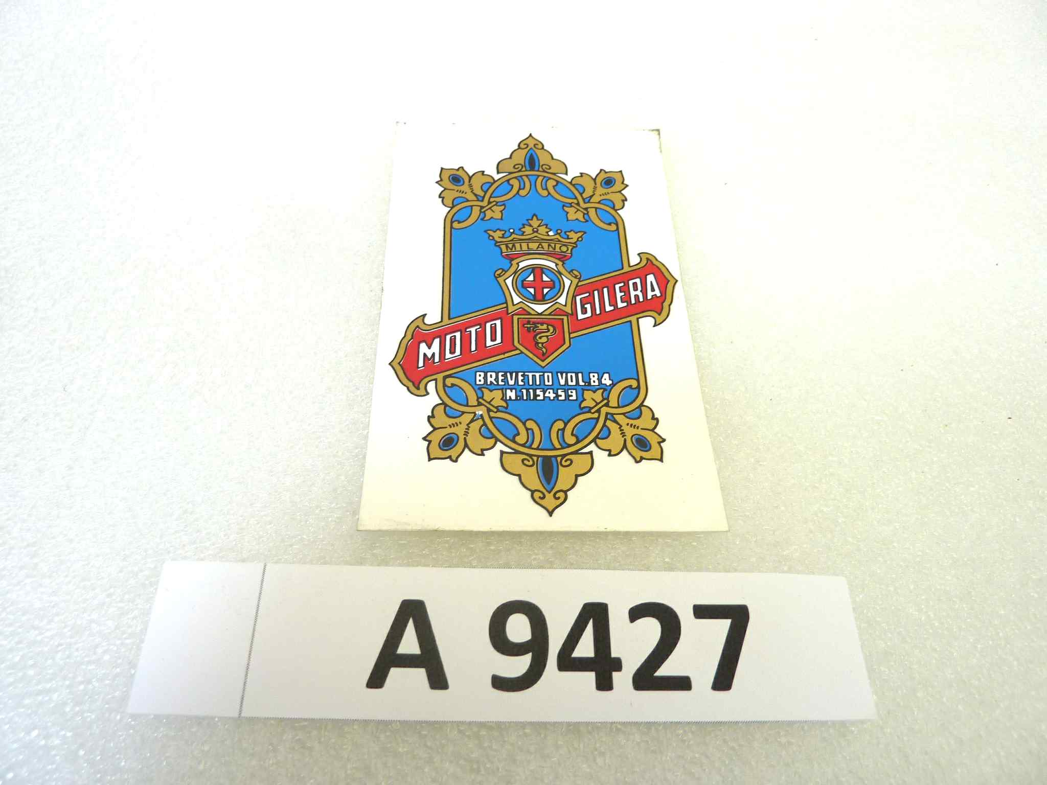 Adesivo canotto di sterzo Gilera brevetto vol 84 n 115459 originale no replica NUOVO fondo di magazzino, LEGGI DESCRIZIONE