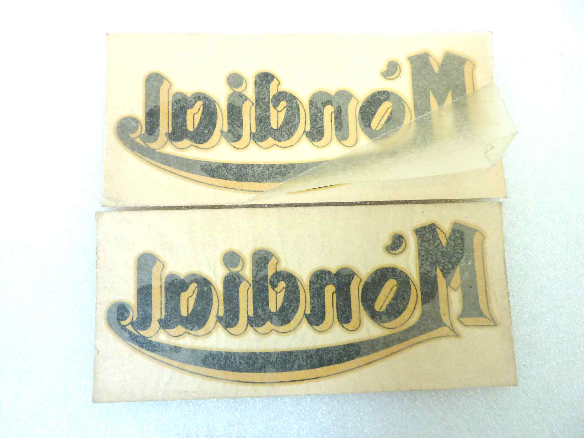 Coppia adesivo decalcomanie Logo Mondial 6,2 x 13,7 originale no replica NUOVO fondo di magazzino, LEGGI DESCRIZIONE - immagine 2