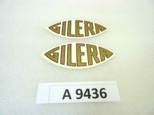Coppia adesivi Gilera epoca 115 x 55 mm originale no replica NUOVO fondo di magazzino, LEGGI DESCRIZIONE