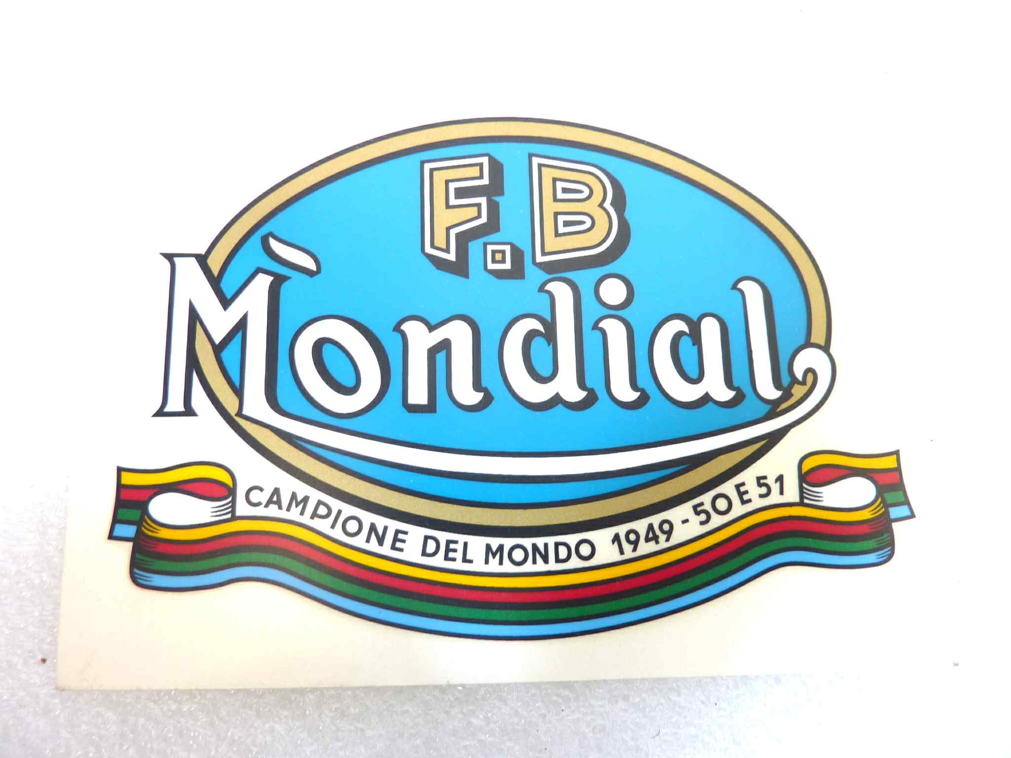 Decalcomania FB Mondial campione del mondo 1949 - 50 51 originale no replica NUOVO fondo di magazzino, LEGGI DESCRIZIONE - immagine 2