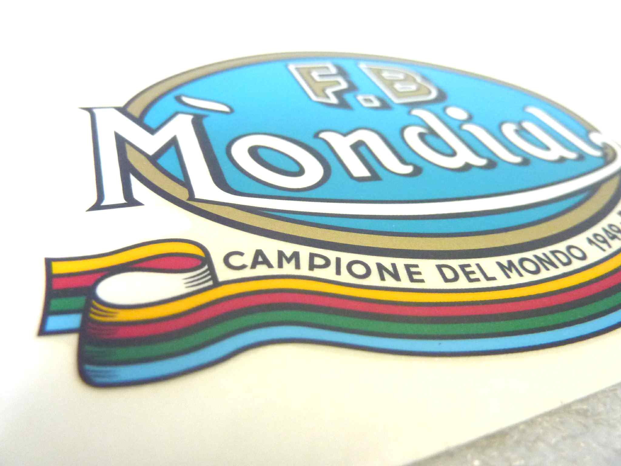 Decalcomania FB Mondial campione del mondo 1949 - 50 51 originale no replica NUOVO fondo di magazzino, LEGGI DESCRIZIONE - immagine 3