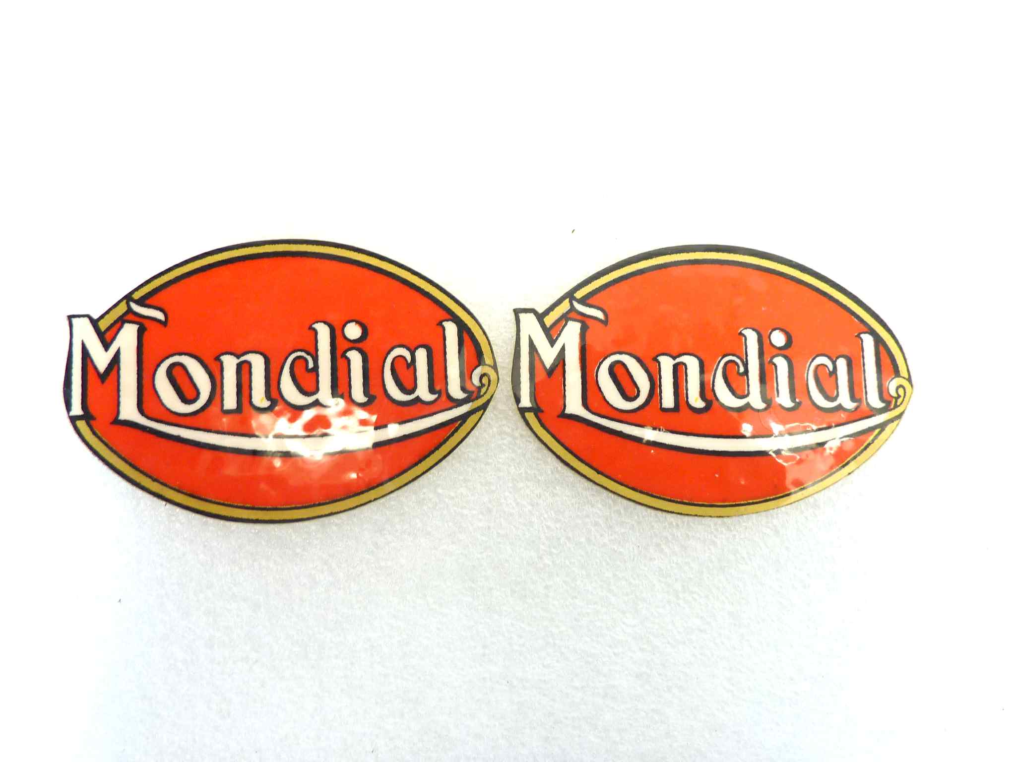 Coppia adesivi Mondial logo 75 x 50 mm originale no replica NUOVO fondo di magazzino, LEGGI DESCRIZIONE - immagine 2