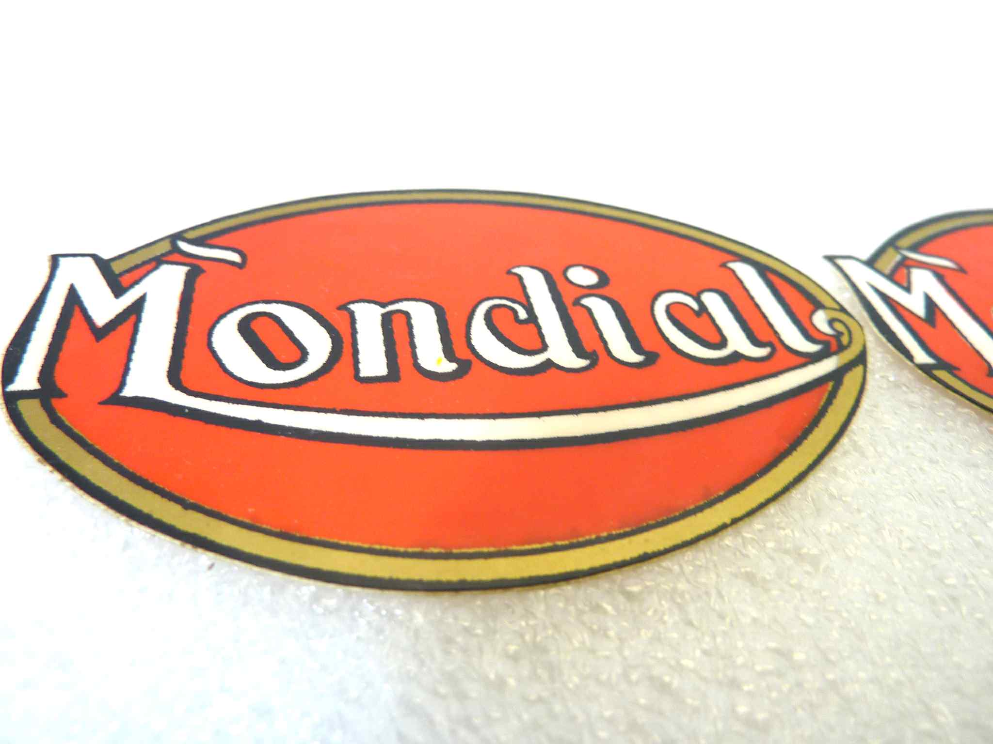 Coppia adesivi Mondial logo 75 x 50 mm originale no replica NUOVO fondo di magazzino, LEGGI DESCRIZIONE - immagine 3
